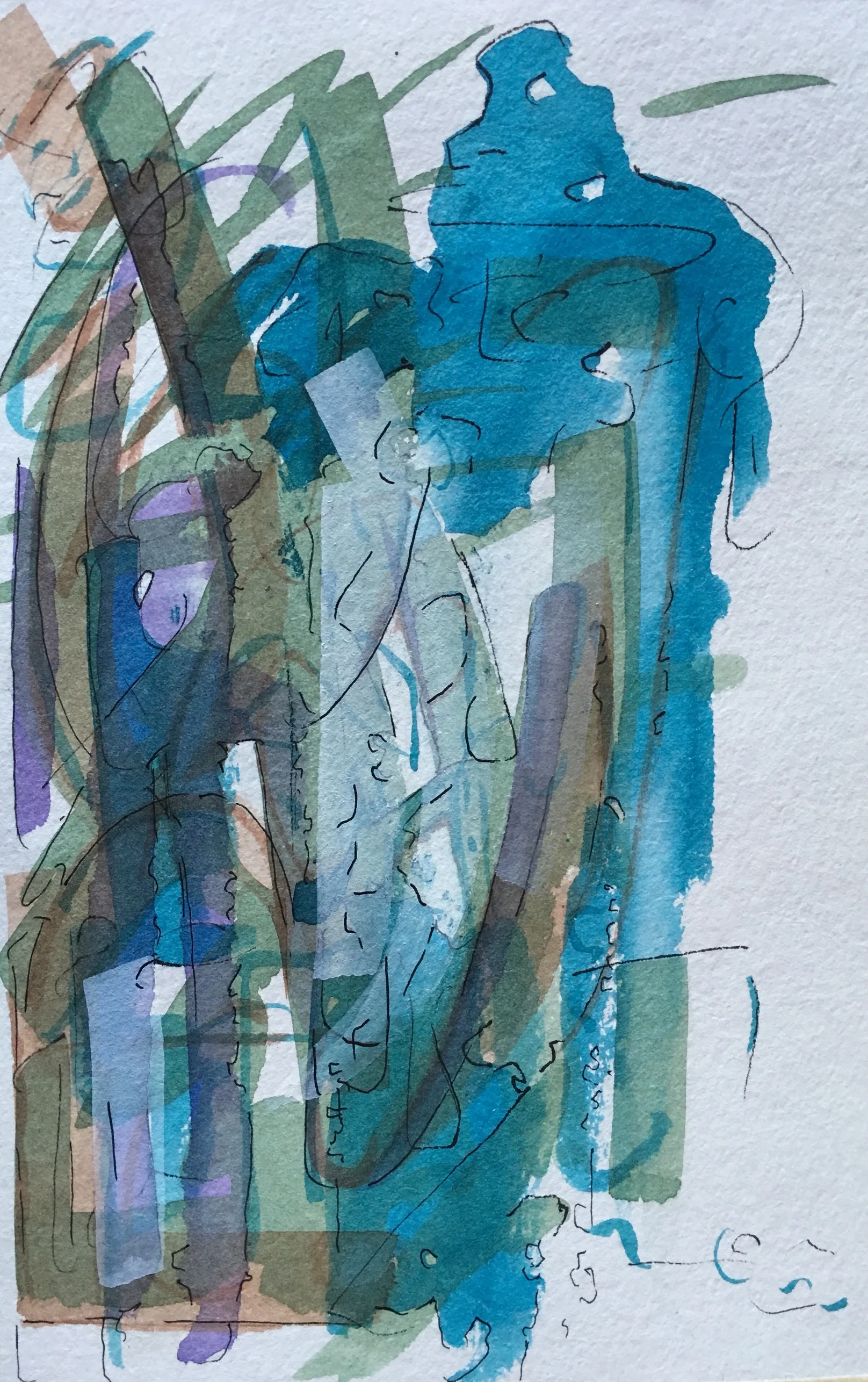    Phases IV,   2016  Watercolor on paper, 10×6 inches 