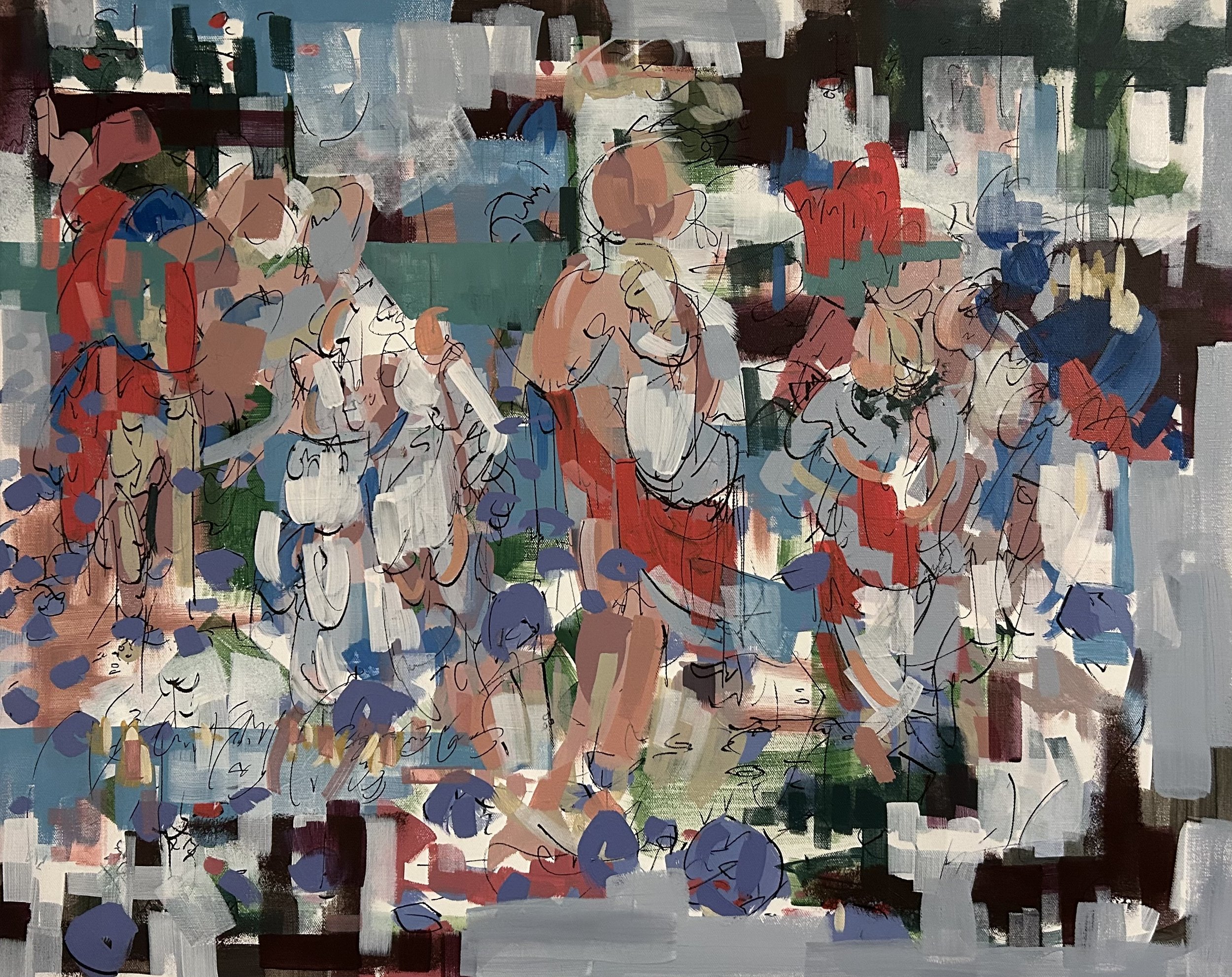 Birth Of Venus In Spring after Botticelli, 2016 Acrylic on canvas, 20×36 inches