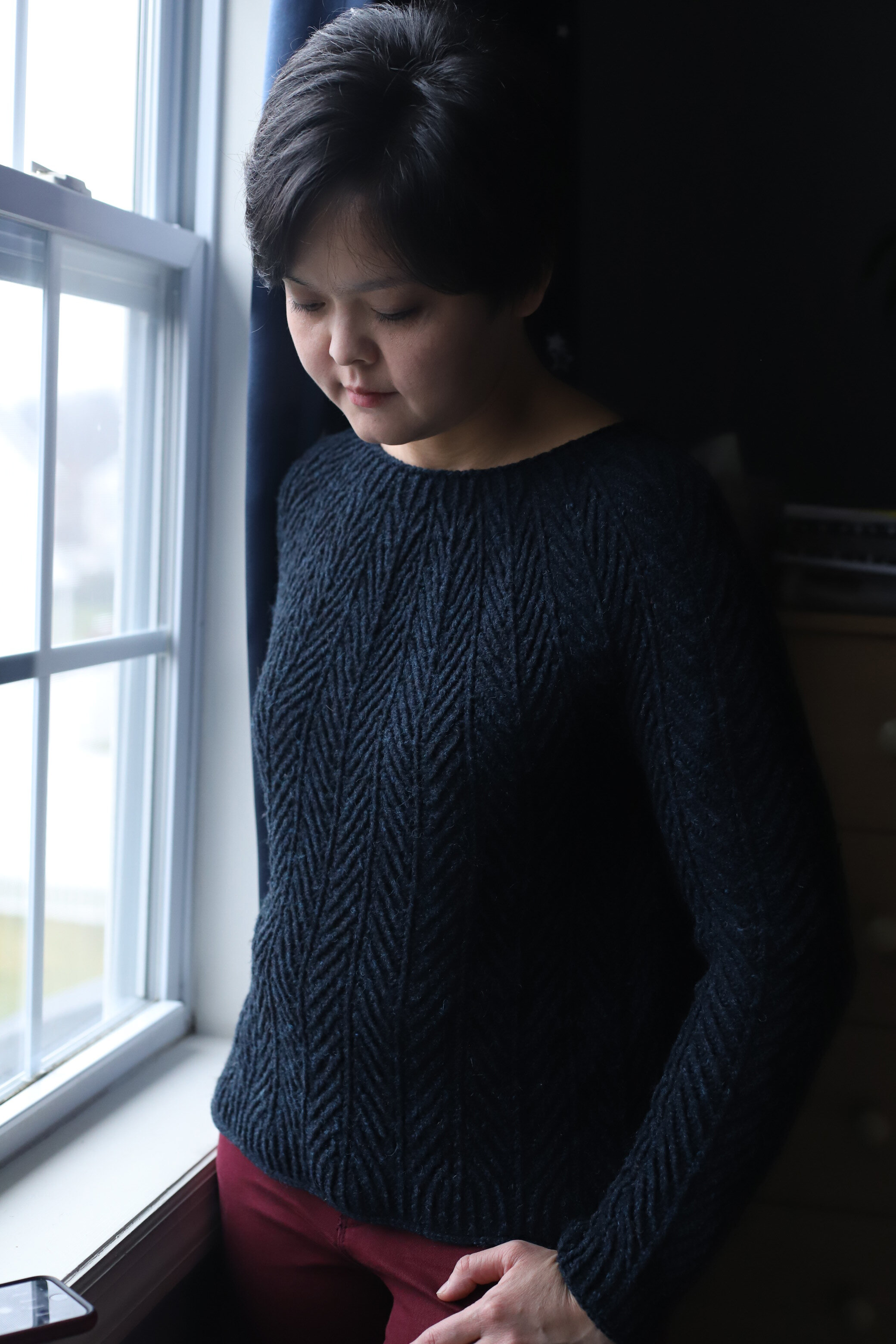 stitched teddy pullover