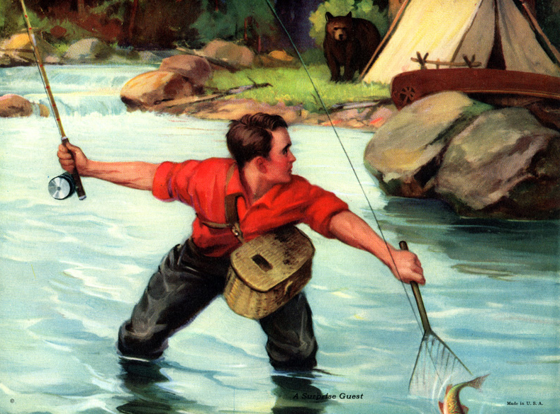 Vintage Fishing Calendar/Poster Prints from the 1910s–1940s