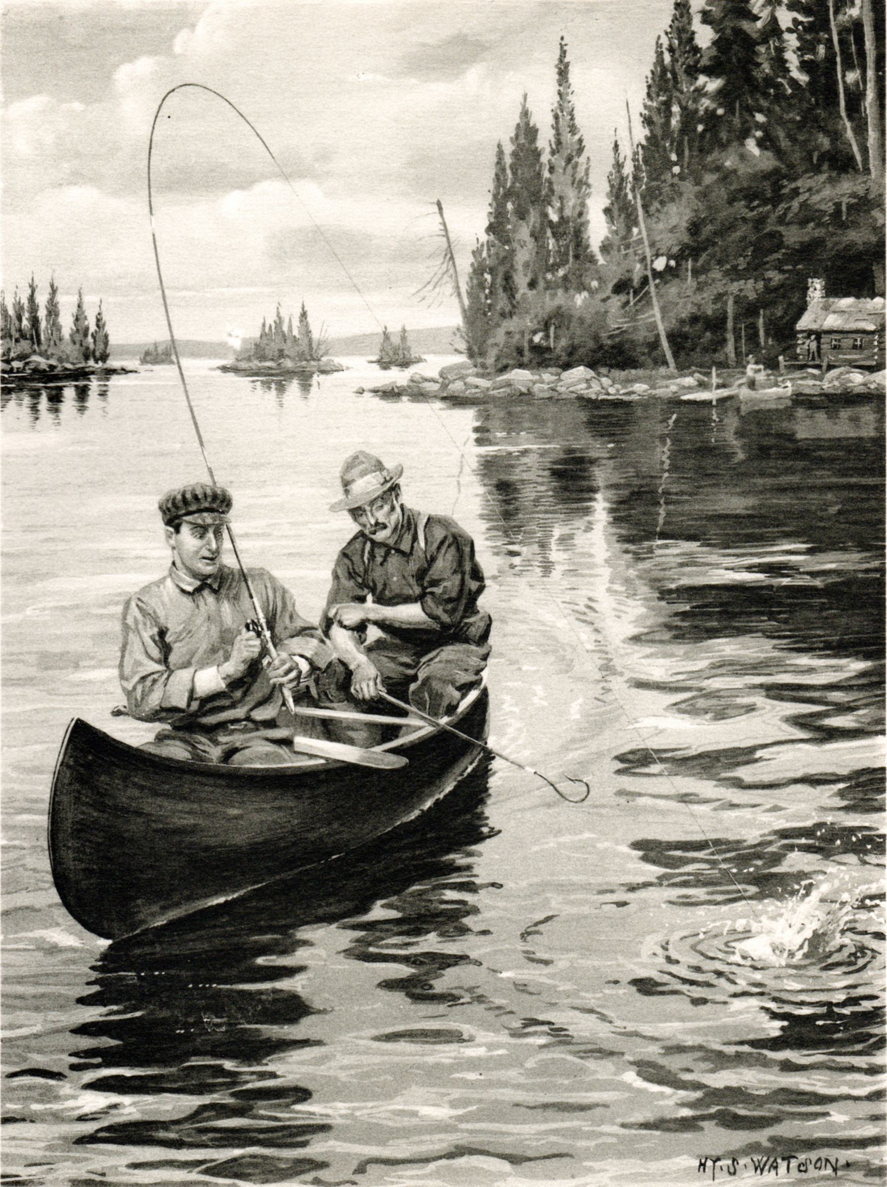 Watson, Hy S. / Fishing & Hunting scenes (1904-07)http://www.darvillsrareprints.com/Denton%20Fish%20New%20York%20Forest%20Fish%20and%20Game%20Commission%201904-1907%202.htm