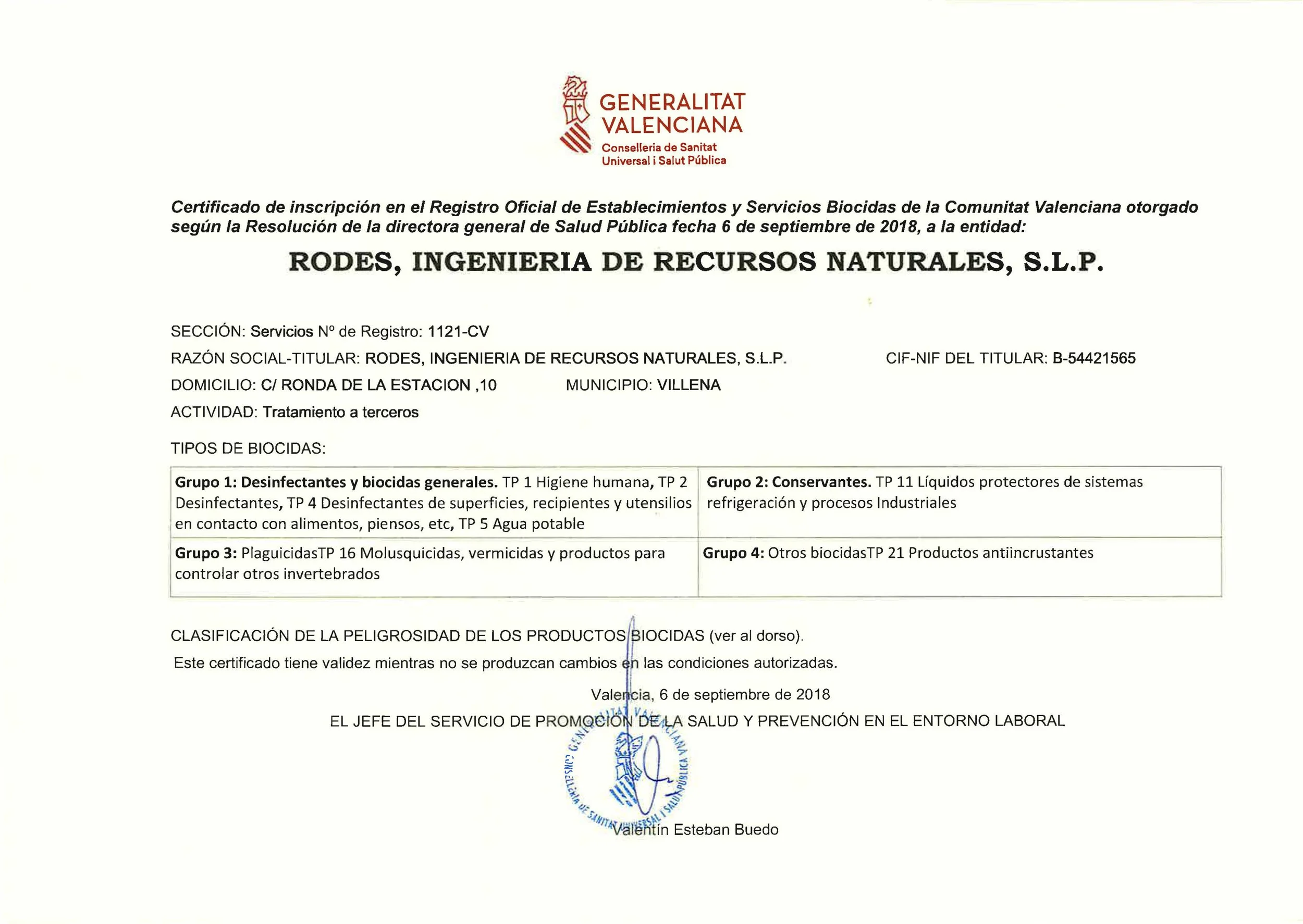 Inscripción en el ROESB.