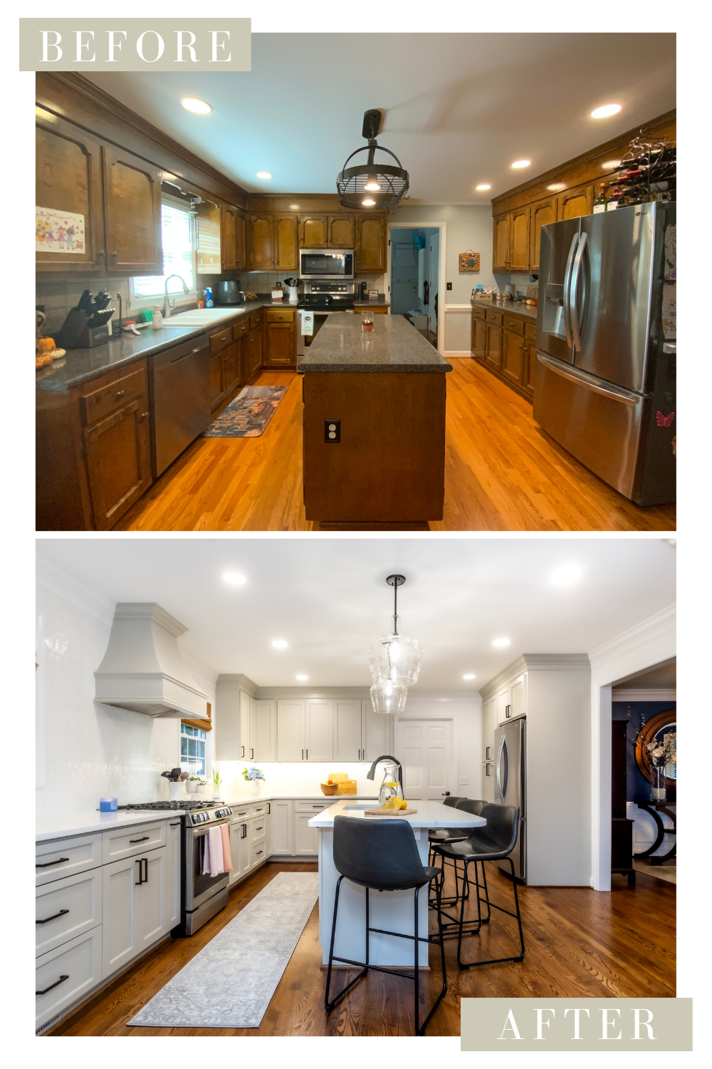  Before and after of a custom kitchen remodel located in Greer, South Carolina 