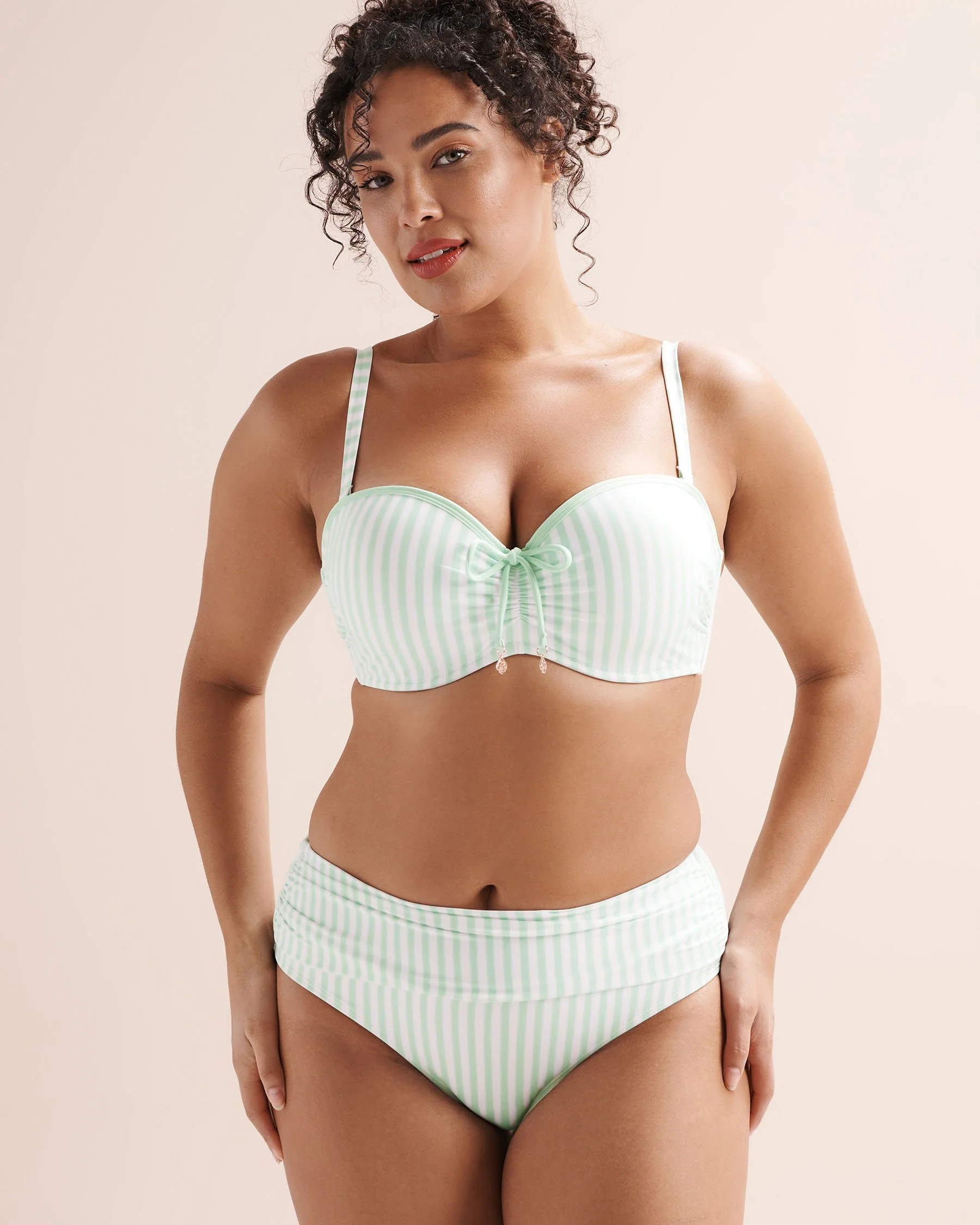 Striped D Cup Bandeau Bikini Top