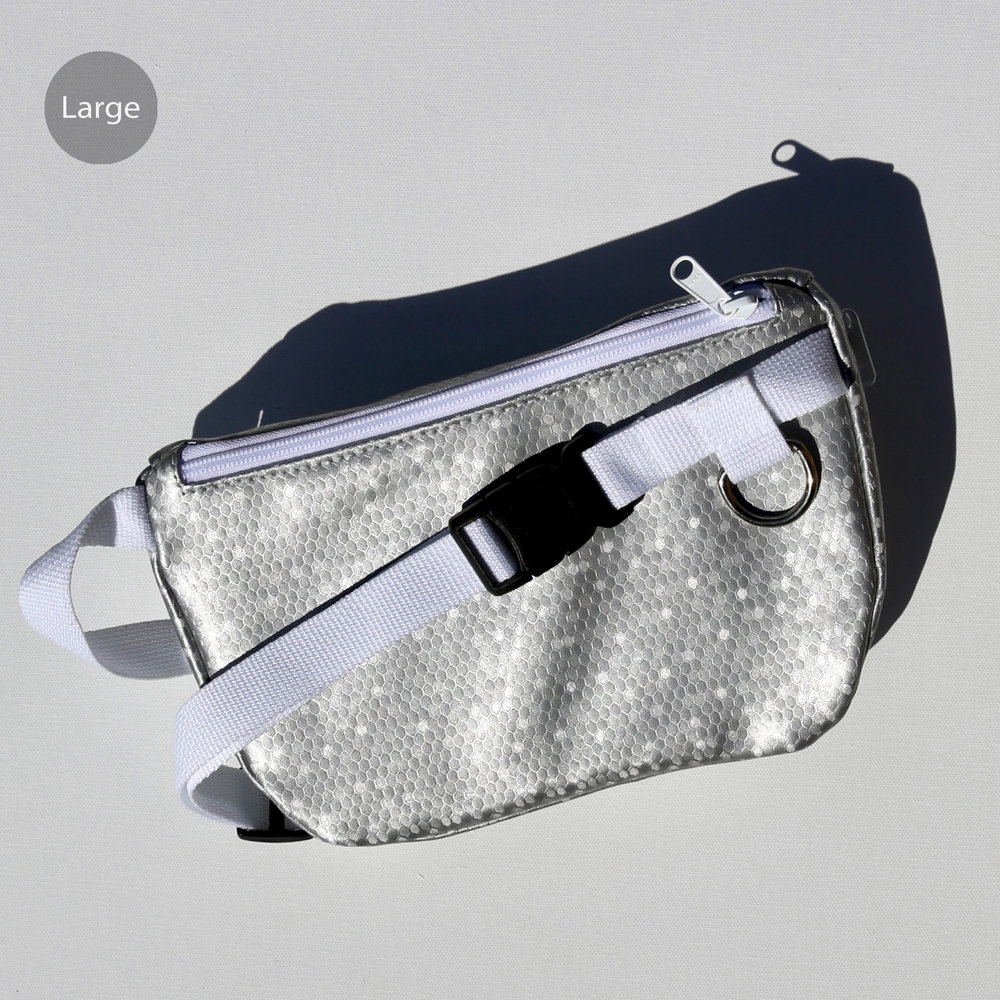 Silver Leather Fanny Pack - LaBanane Steel