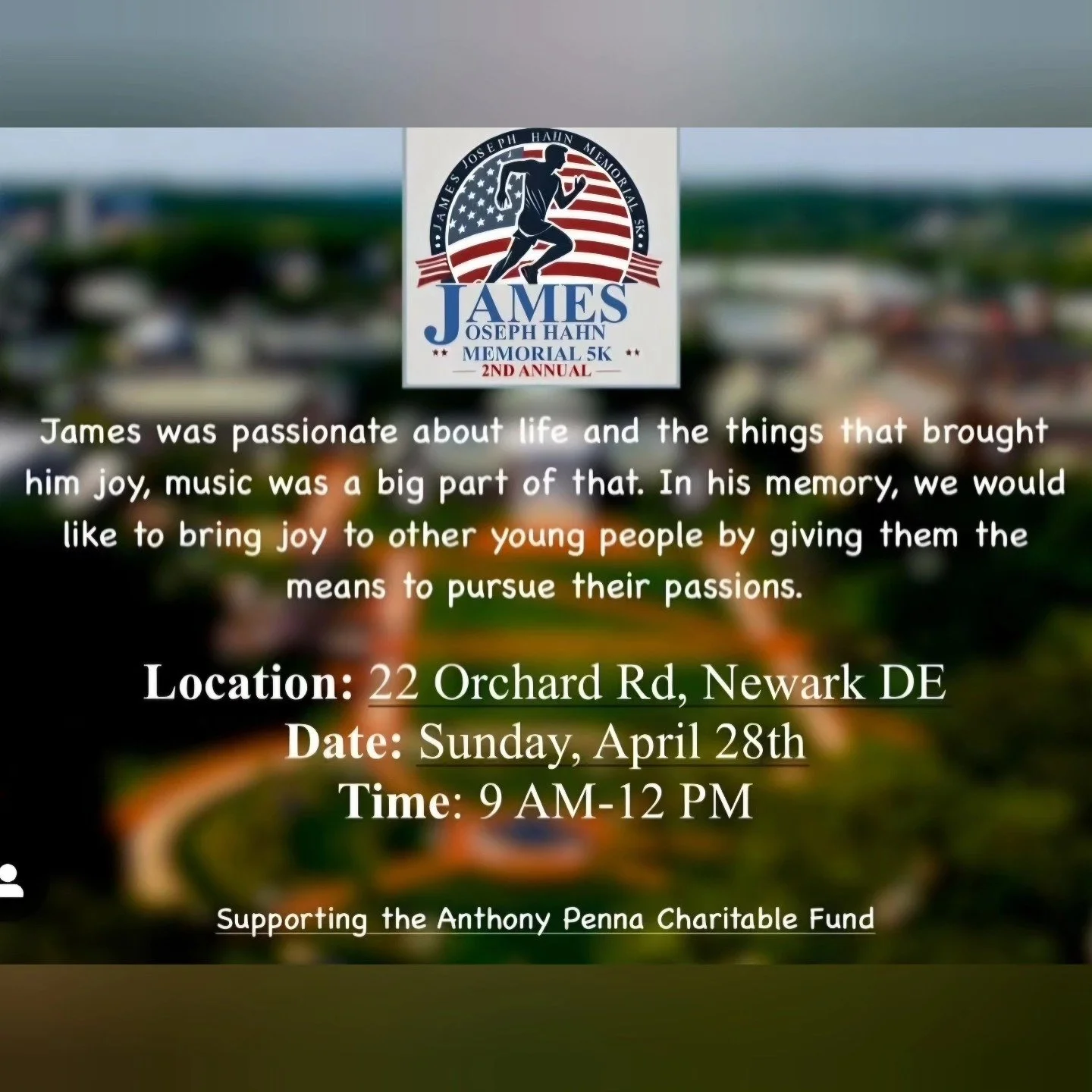 Save the Date! We are grateful to be part of the annual James Joseph Hahn Memorial 5K on April 28th in Newark, DE! We look forward to honoring James! Sign up in the link in our profile. We hope to see you there! 👍🎶💚
#pennastrong