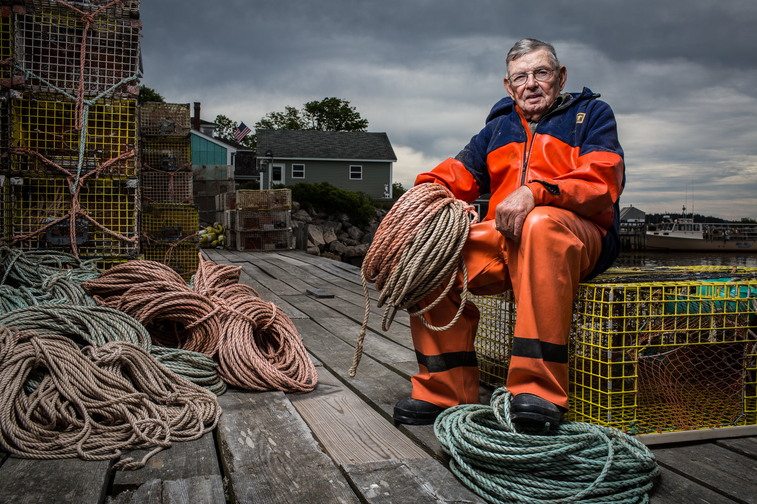  Andy Gove, an 88-year-old lobsterman from Stonington, Maine. Still actively out setting traps, Gove got his first lobster license in 1937.&nbsp;Gove has been working in the same harbor since he was a boy and his vast knowledge of the water and the r