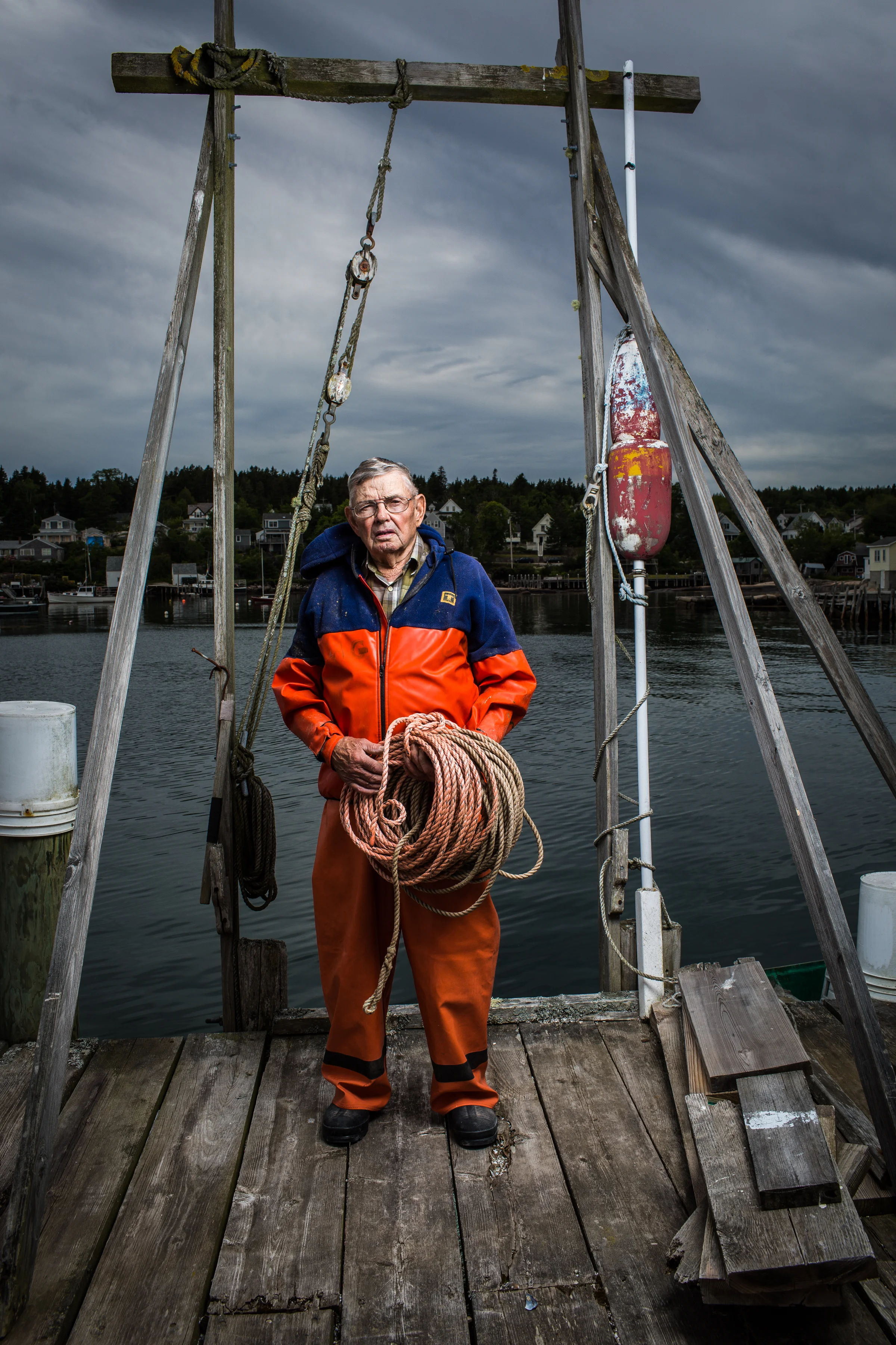 Andy Gove, an 88-year-old lobsterman from Stonington, Maine. Still actively out setting traps, Gove got his first lobster license in 1937. Gove has been working in the same harbor since he was a boy and his vast knowledge of the water and the region has earned him accolades in search and rescue operations when the Coast Guard asks for his help.