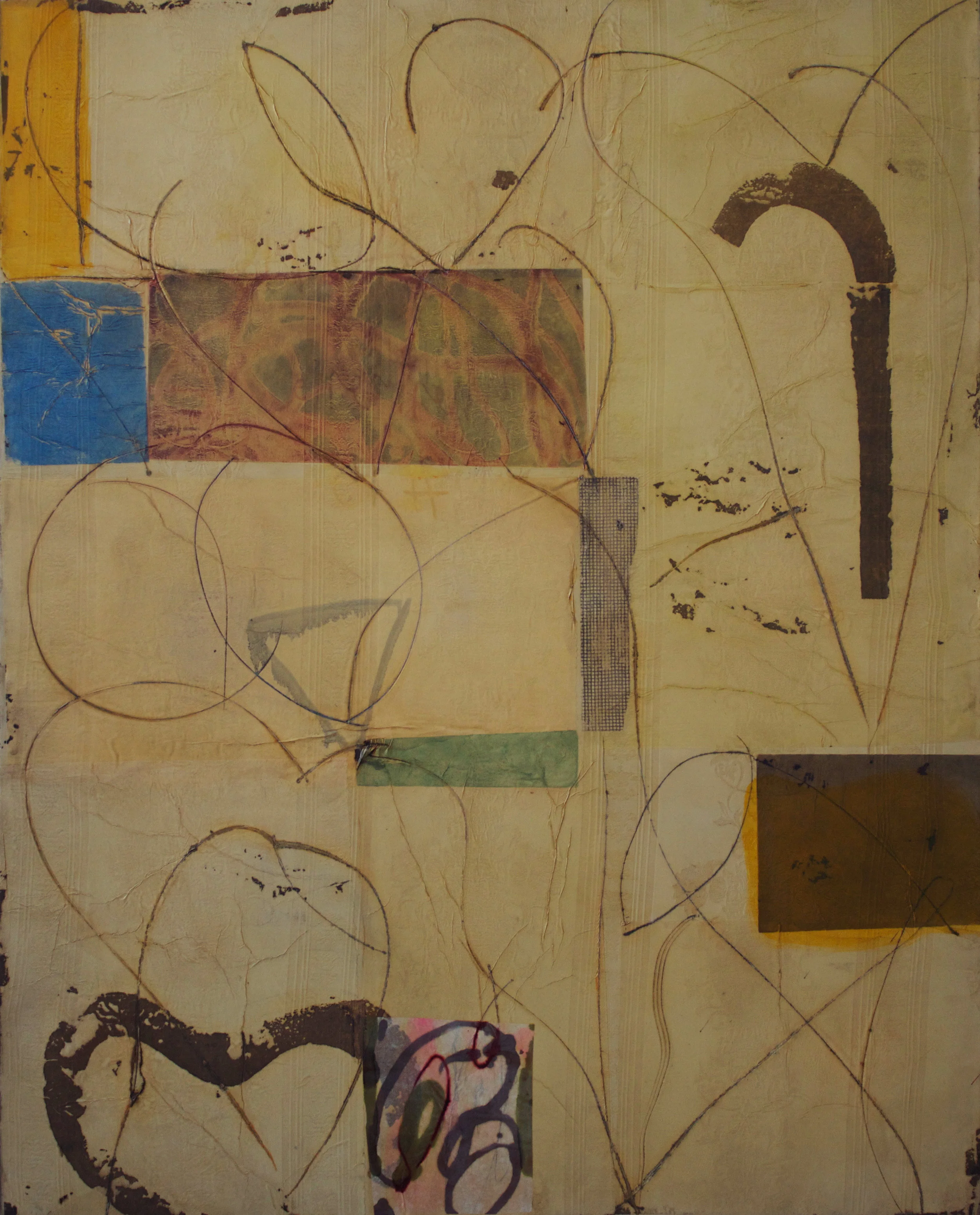  Synesthesia 15 60x48 inches 152x122 cm oil, ink, gesso, rice paper on fabric 2019 