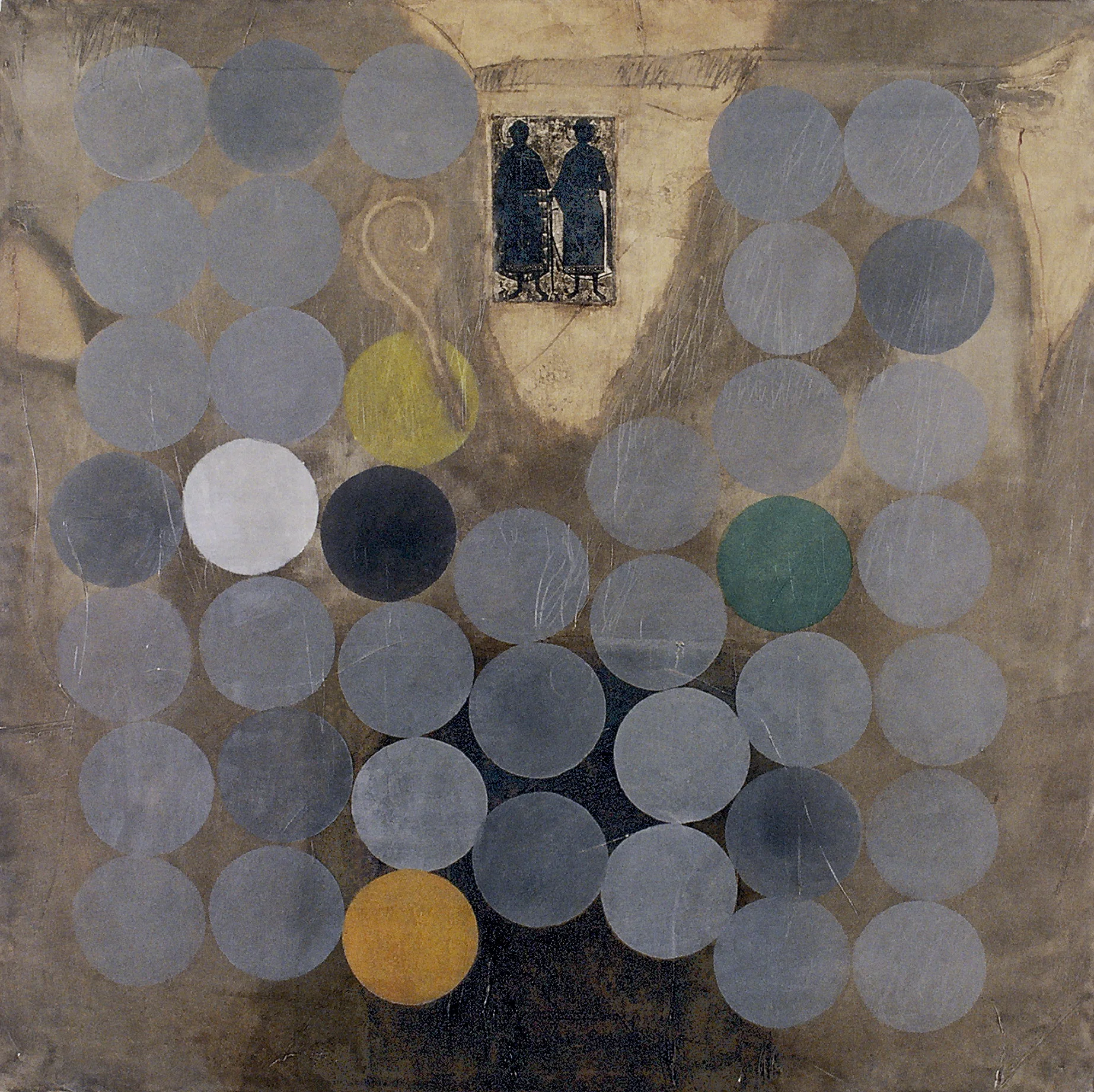  Melanctha 74x74 inches 188x188cm oil,gesso, ink transfer on canvas 1994 