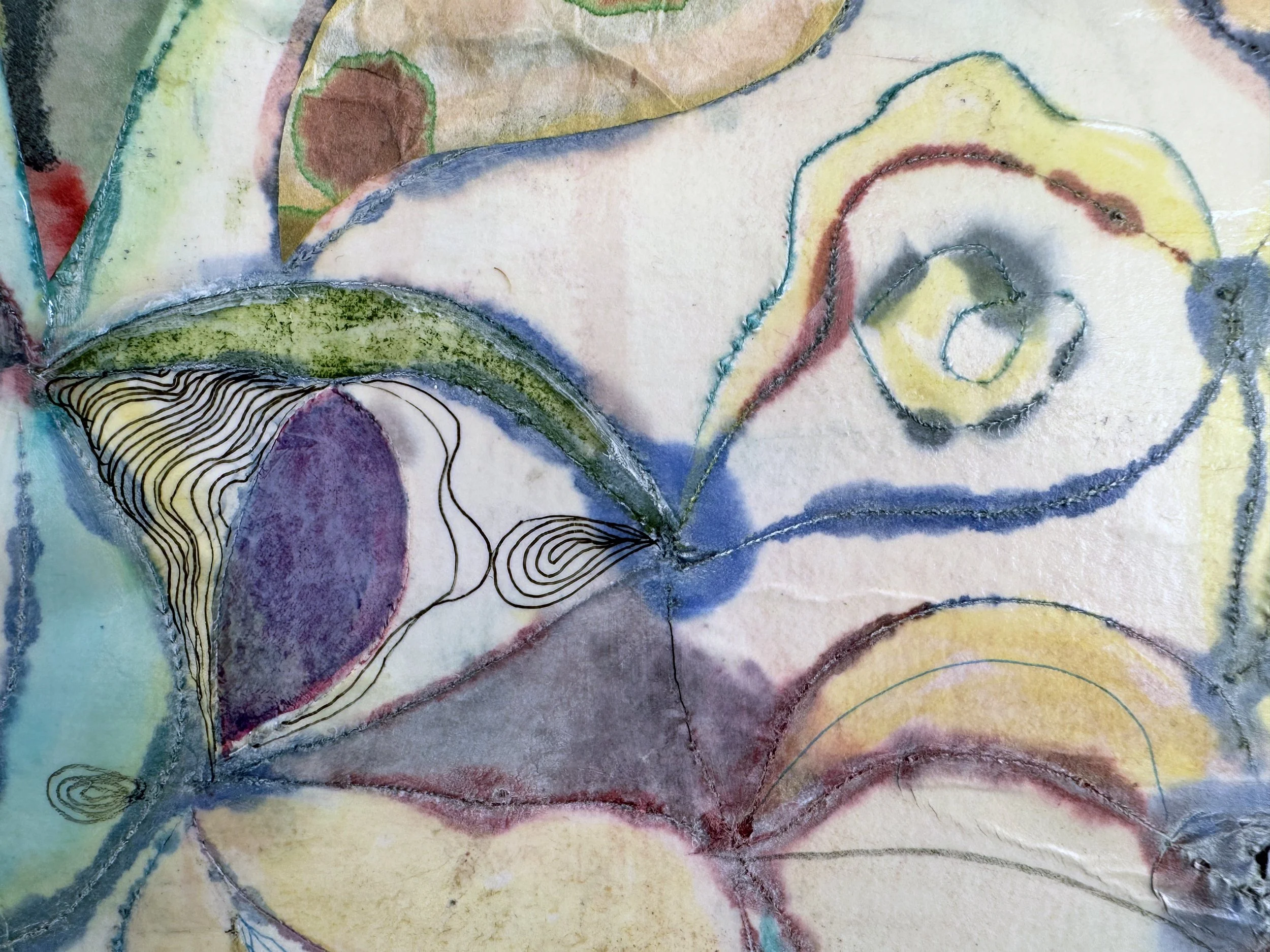 Rhizome 19 (detail ) 74x74 inches, 188x188 cm oil, ink, gesso, rice paper on canvas 2025 