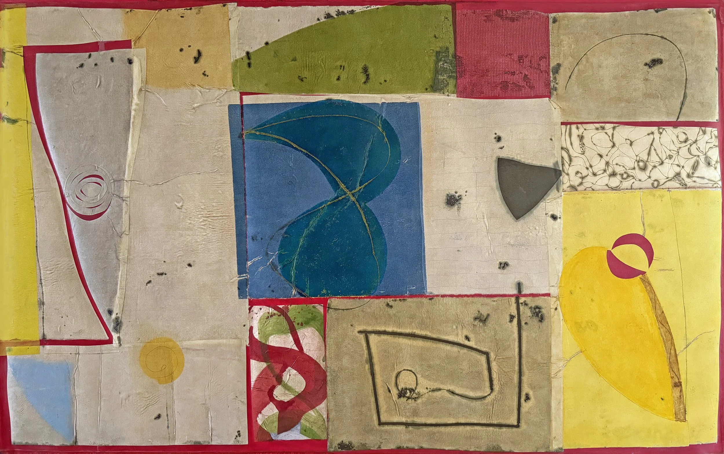  Epigram 17 48x78 inches 122x198cm oil, ink, gesso, rice paper on canvas  2024 