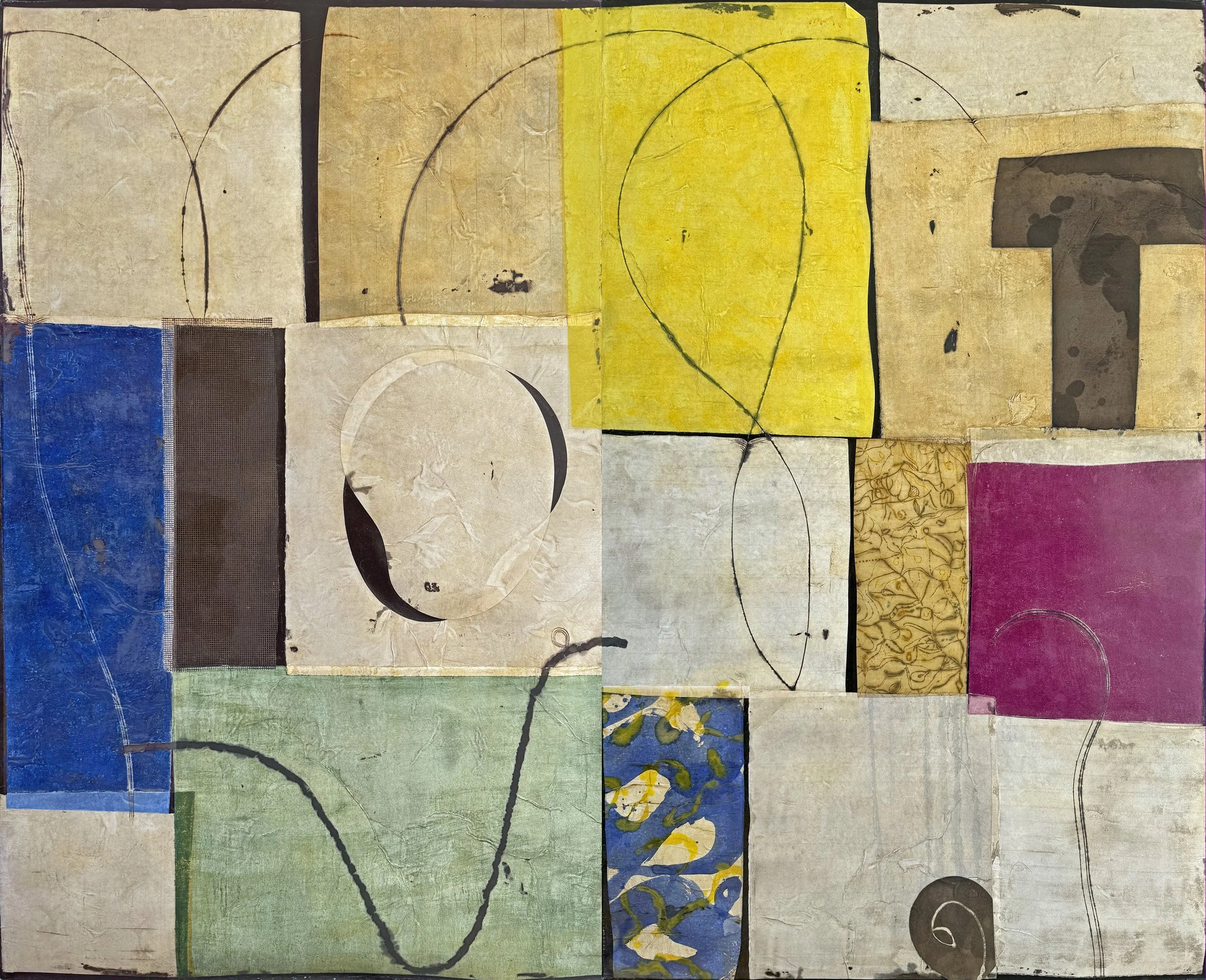  Leda and the Swan  78x96 inches 198x244 cm (dyptich) oil, ink, gesso, rice paper on canvas  2025 