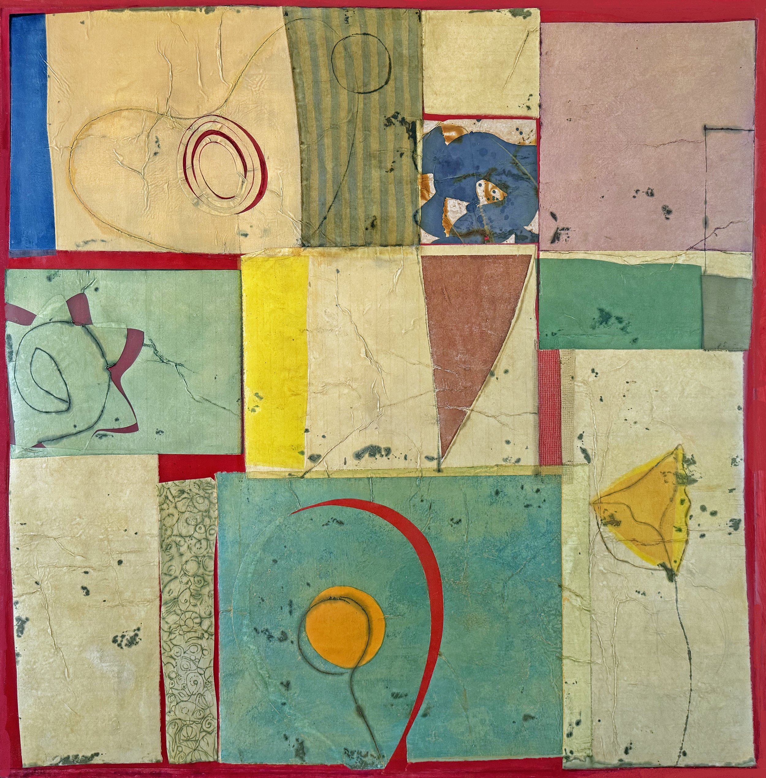  Epigram 32 68x68 inches, 170x170 cm oil, ink, gesso, rice paper on canvas  2025 
