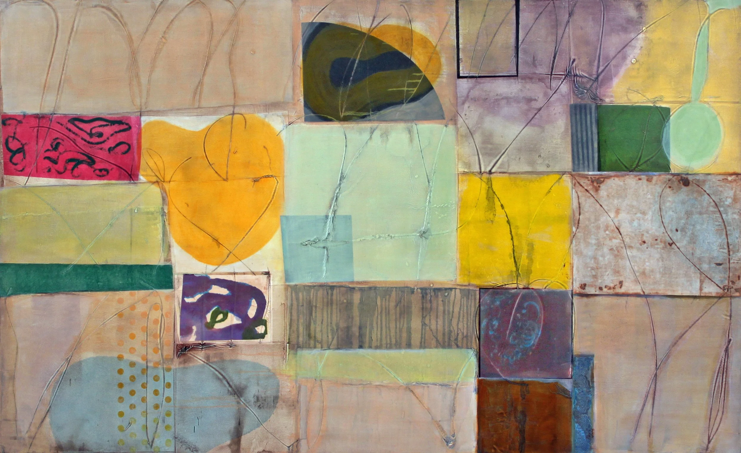  “October 6” 48x78 inches, 122x198 cm oil, ink, gesso, rice paper on canvas 2026 