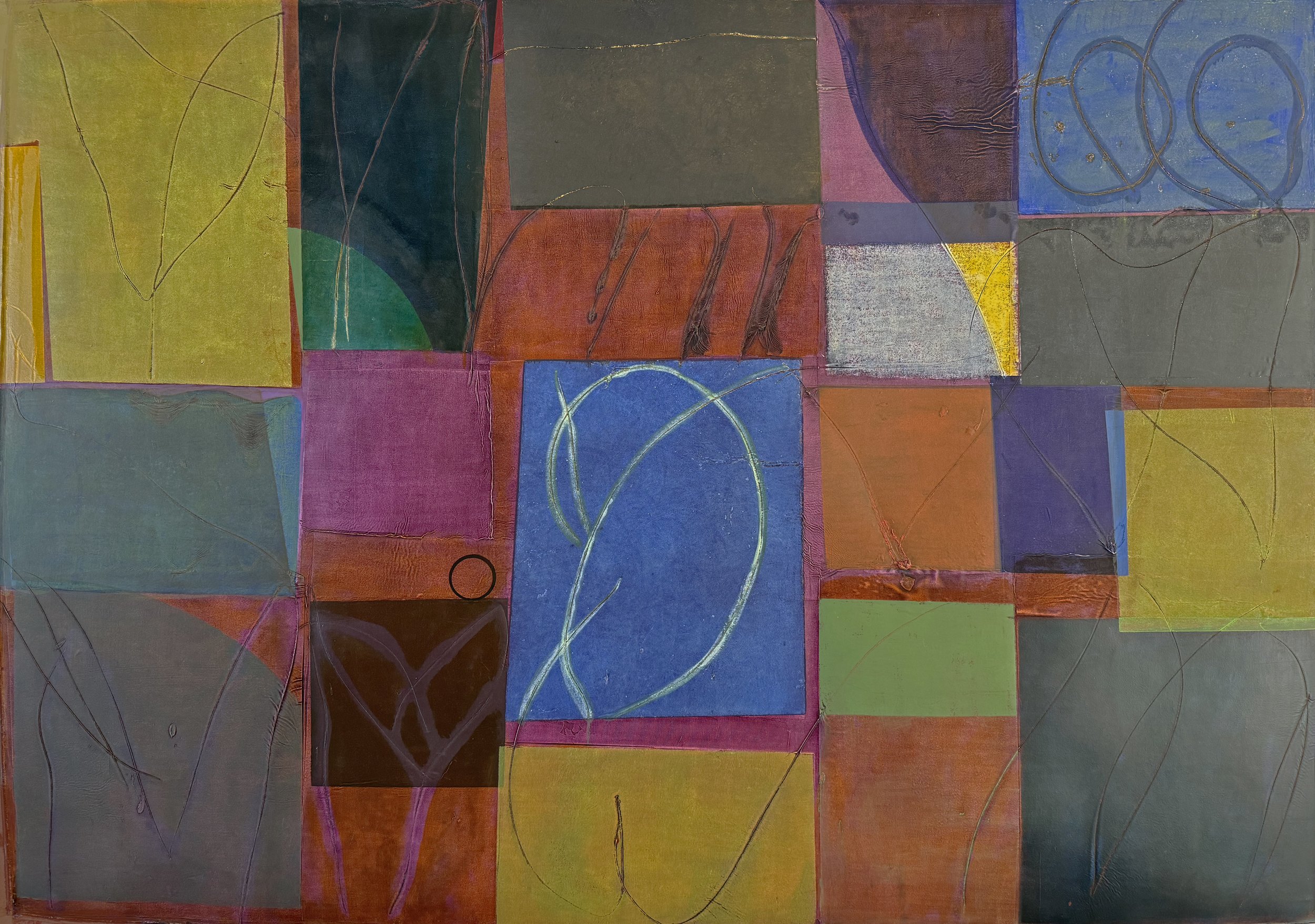  October 28 48×68 inches, 122×173 cm oil, ink, gesso, rice paper on canvas 2026 