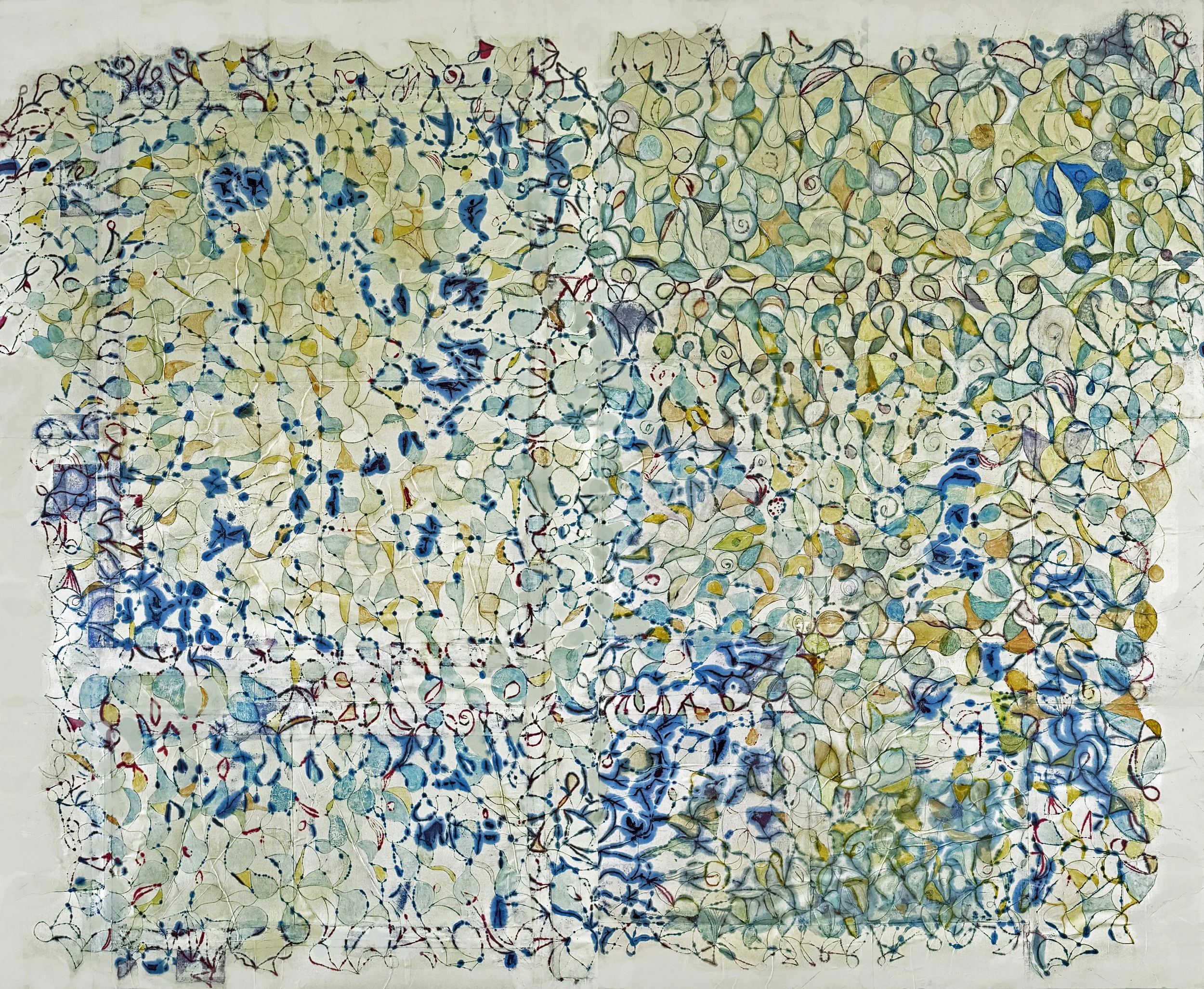  Rhizome 22 (dyptich) 78x96 inches 198x244 cm   oil, gesso, rice paper on canvas  2025 