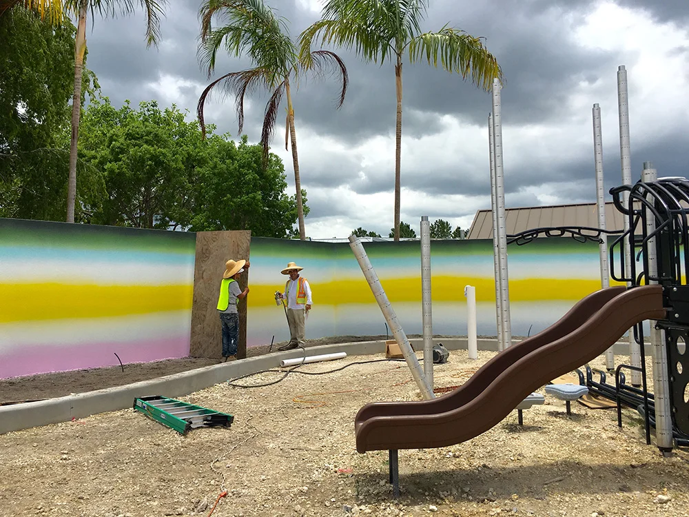 Mural, children’s play area, Zoo Miami, 2016, 8′ x 140′