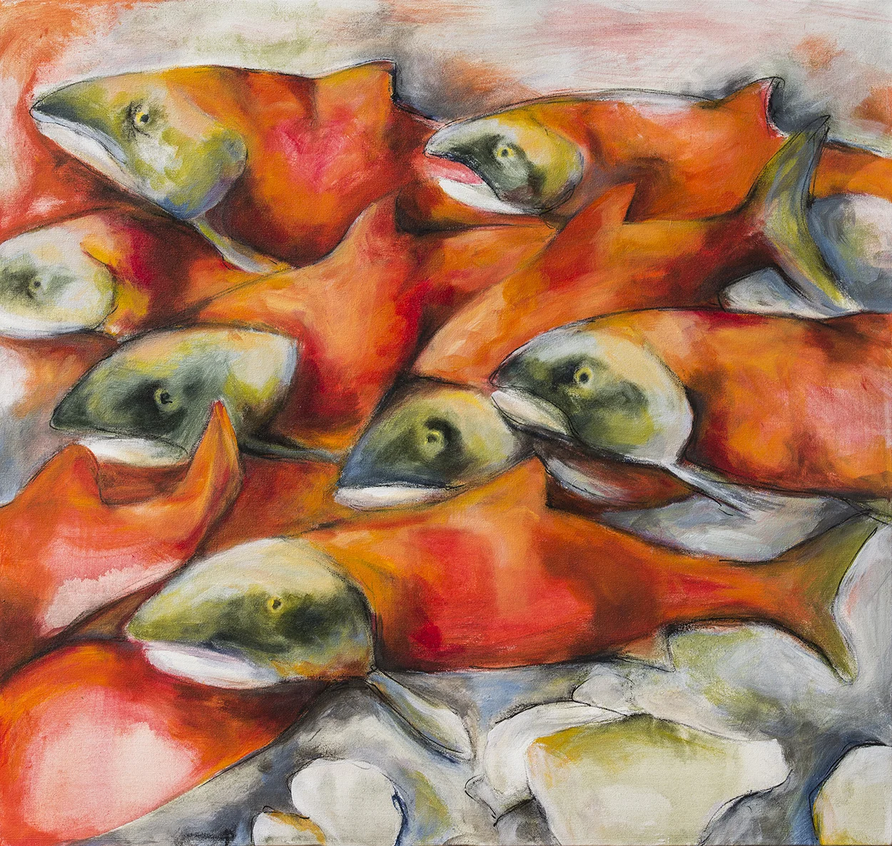 SALMON - acrylic on canvas 34"x36"