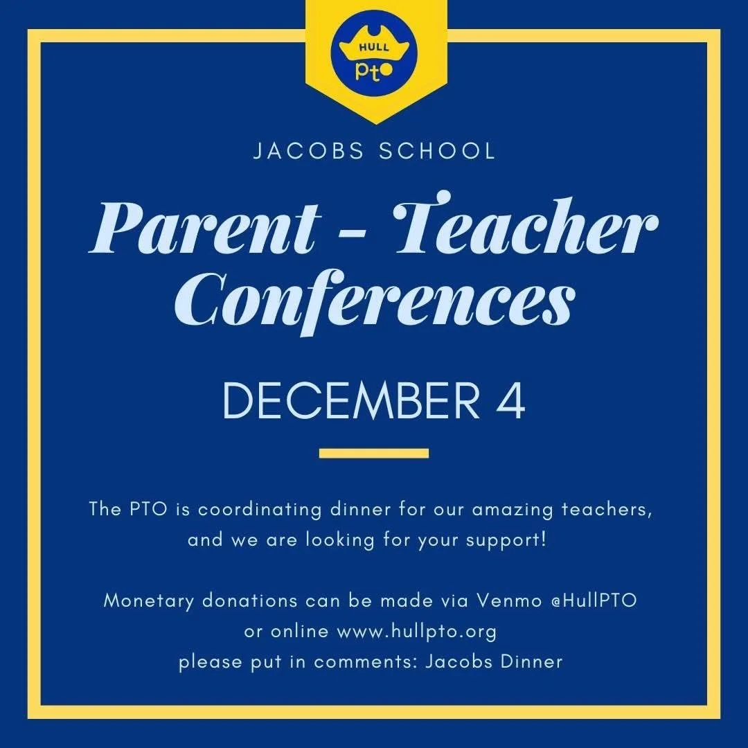 On December 4th, the Hull PTO will be providing a Parent-Teacher Conference Dinner to support our amazing teachers and staff. A huge thank you to Lucky Lemons for donating beverages! 🍋💛

We are seeking monetary donations to help cover the cost of t
