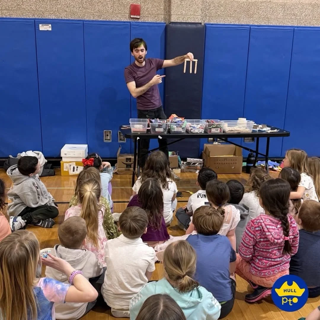 The PTO was excited to bring Merlin from Playful Engineers back to Jacobs!

Earlier this week, Jacobs K&ndash;4 students took part in the Artful Mechanisms program, a hands-on STEAM experience where they built kinetic art using everyday materials whi
