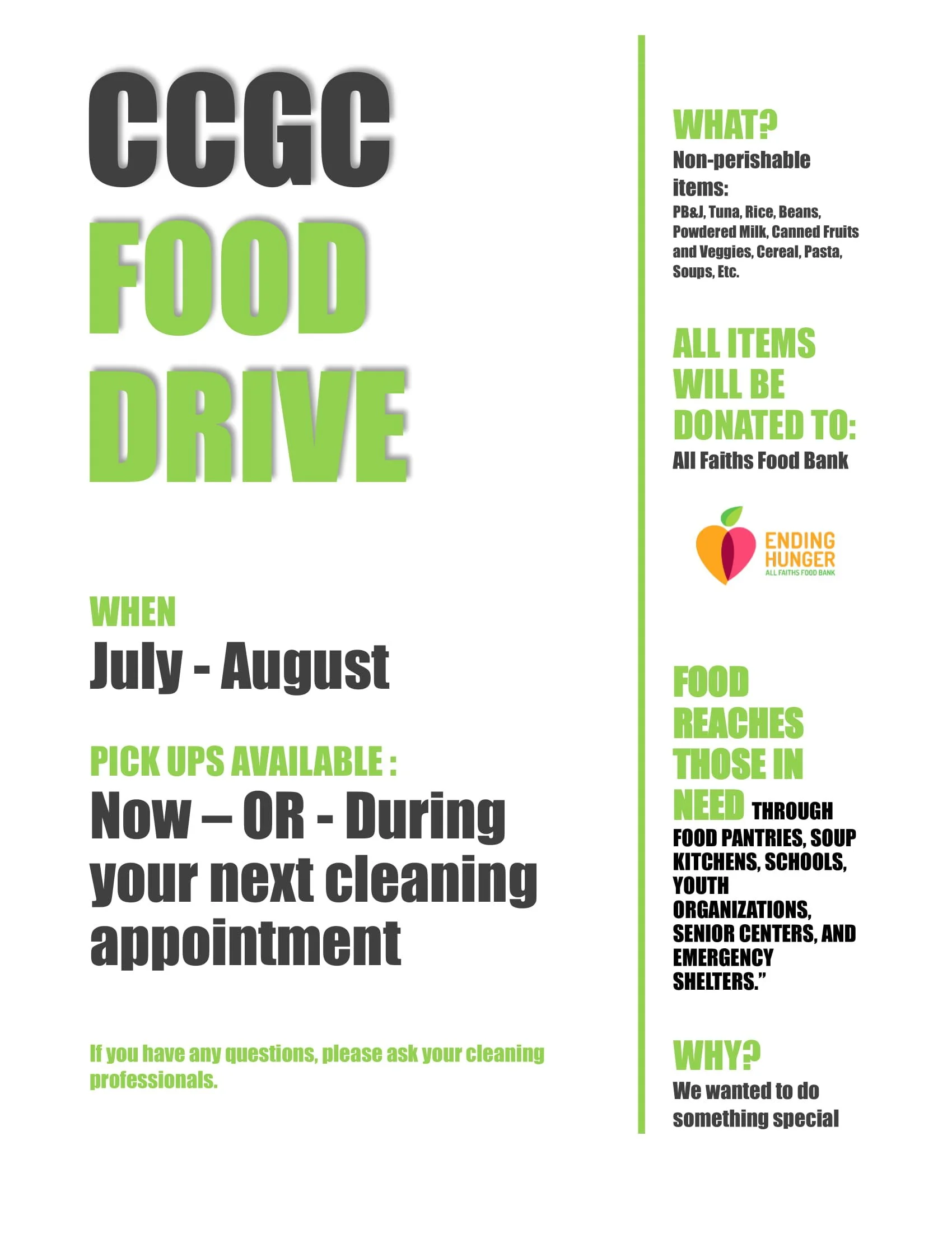 2018 July and August Food Drive