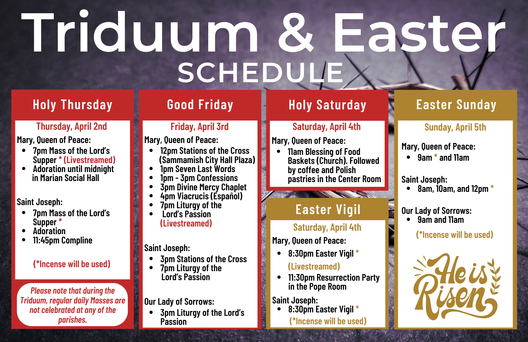Triduum Schedule for Parish Family 28