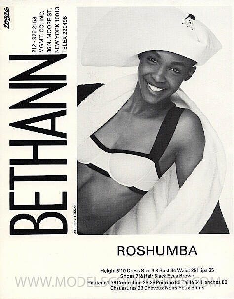Roshumba, Bethann Mgmt. Comp Card