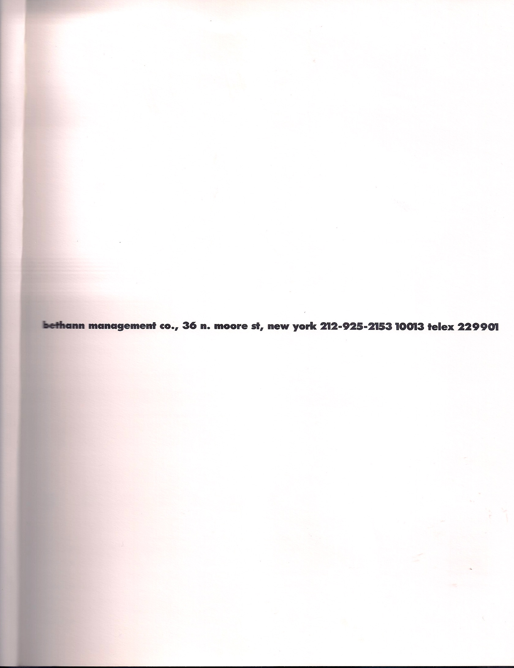 Bethann Mgmt. Agency Book, 1986