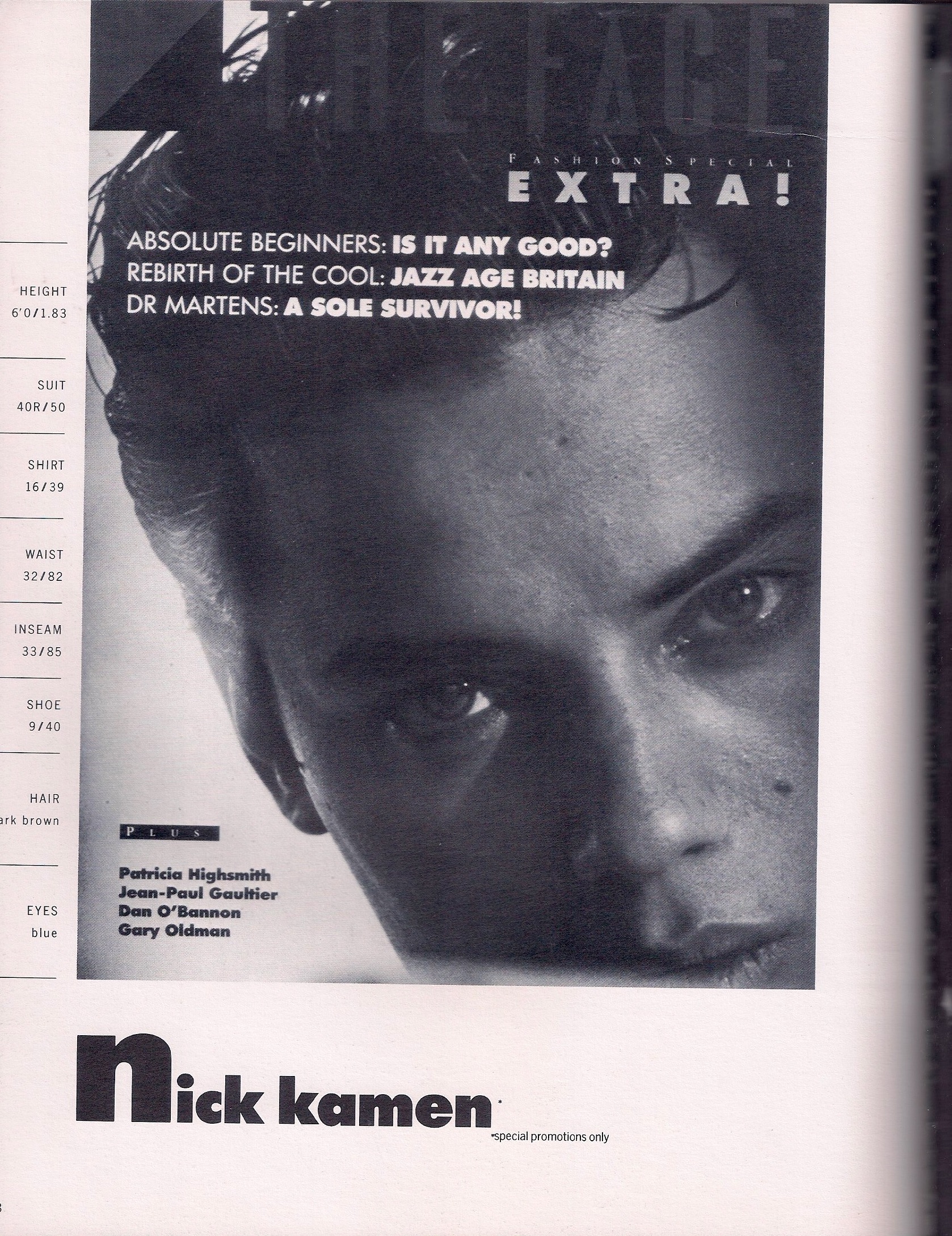 Nick Kamen, Bethann Mgmt. Agency Book, 1986