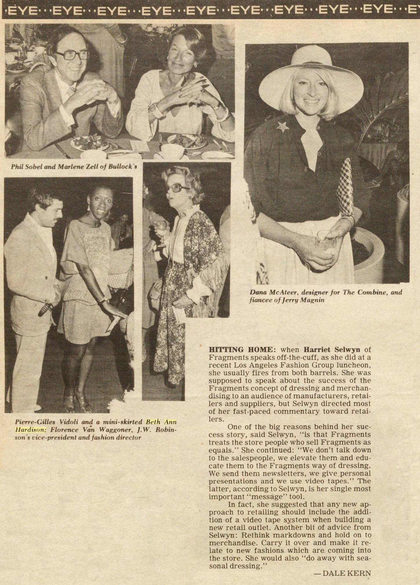 Los Angeles Fashion Group Luncheon, WWD Jul. 1977