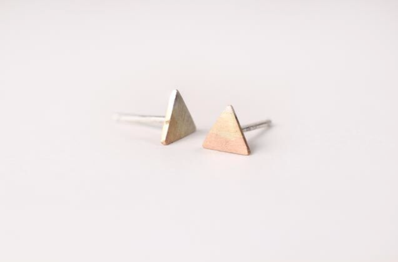 Tri-Metal Triangle Earrings