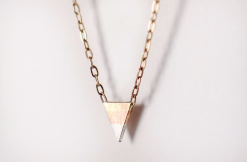 Tri-Metal Triangle Necklace