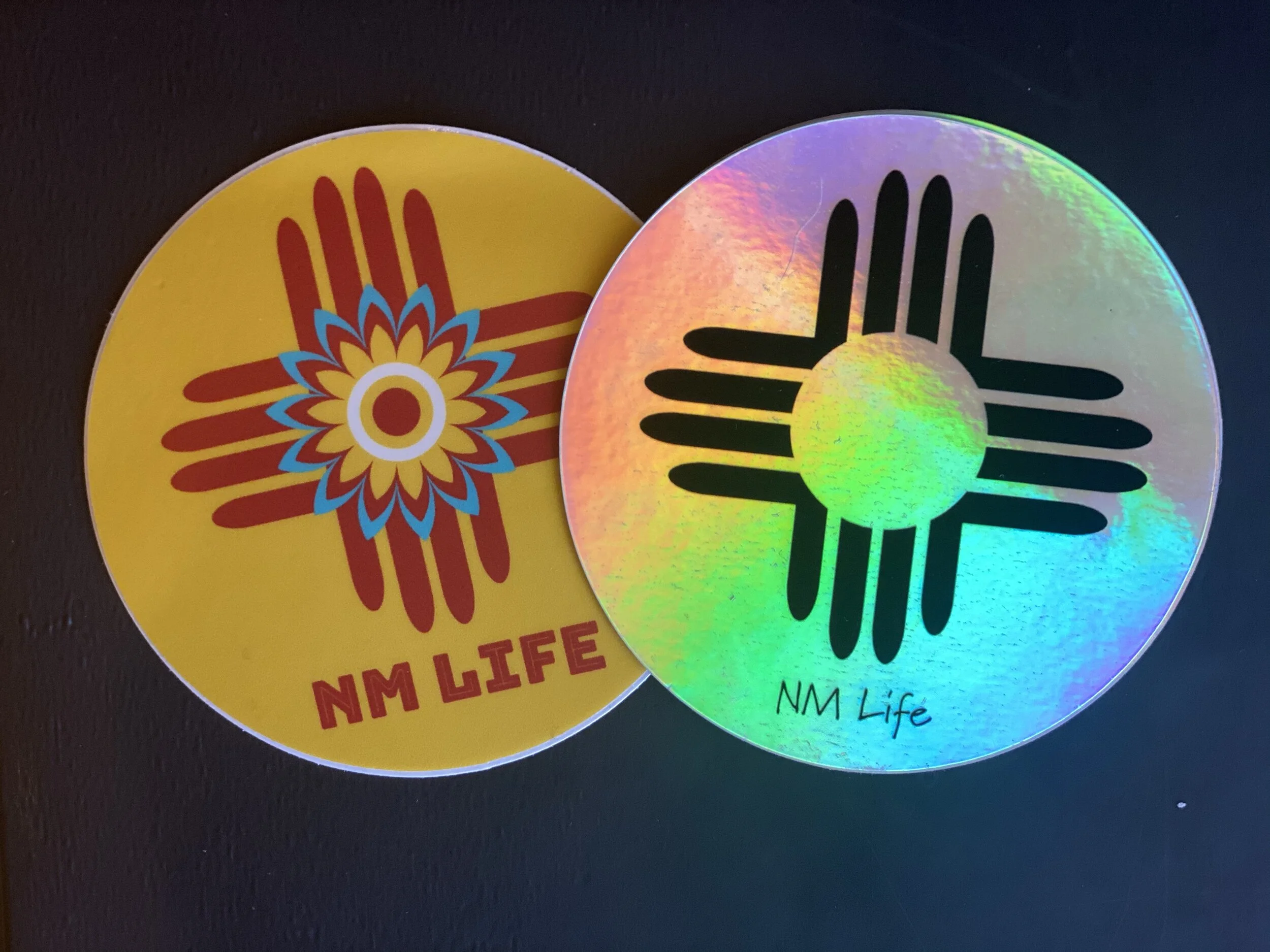 2-Pack Round Holographic &amp; Yellow Zia 3x3 Stickers