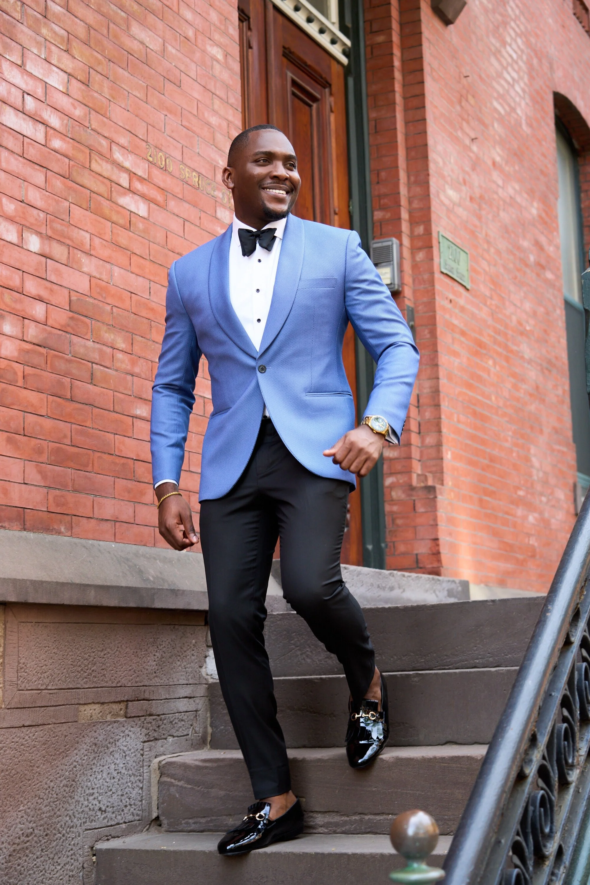 Textured Light Blue Tux Jacket