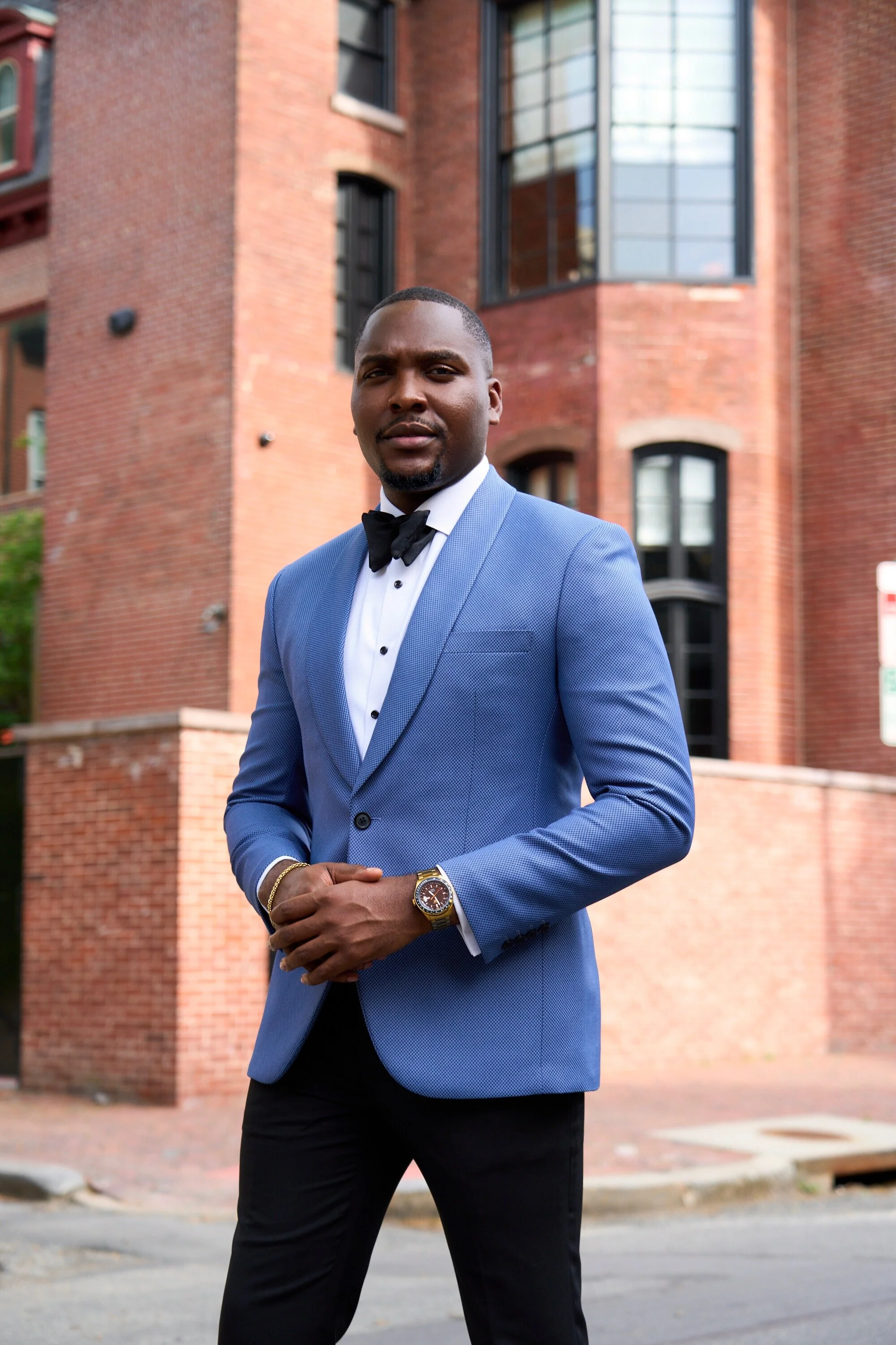 Textured Light Blue Tux Jacket