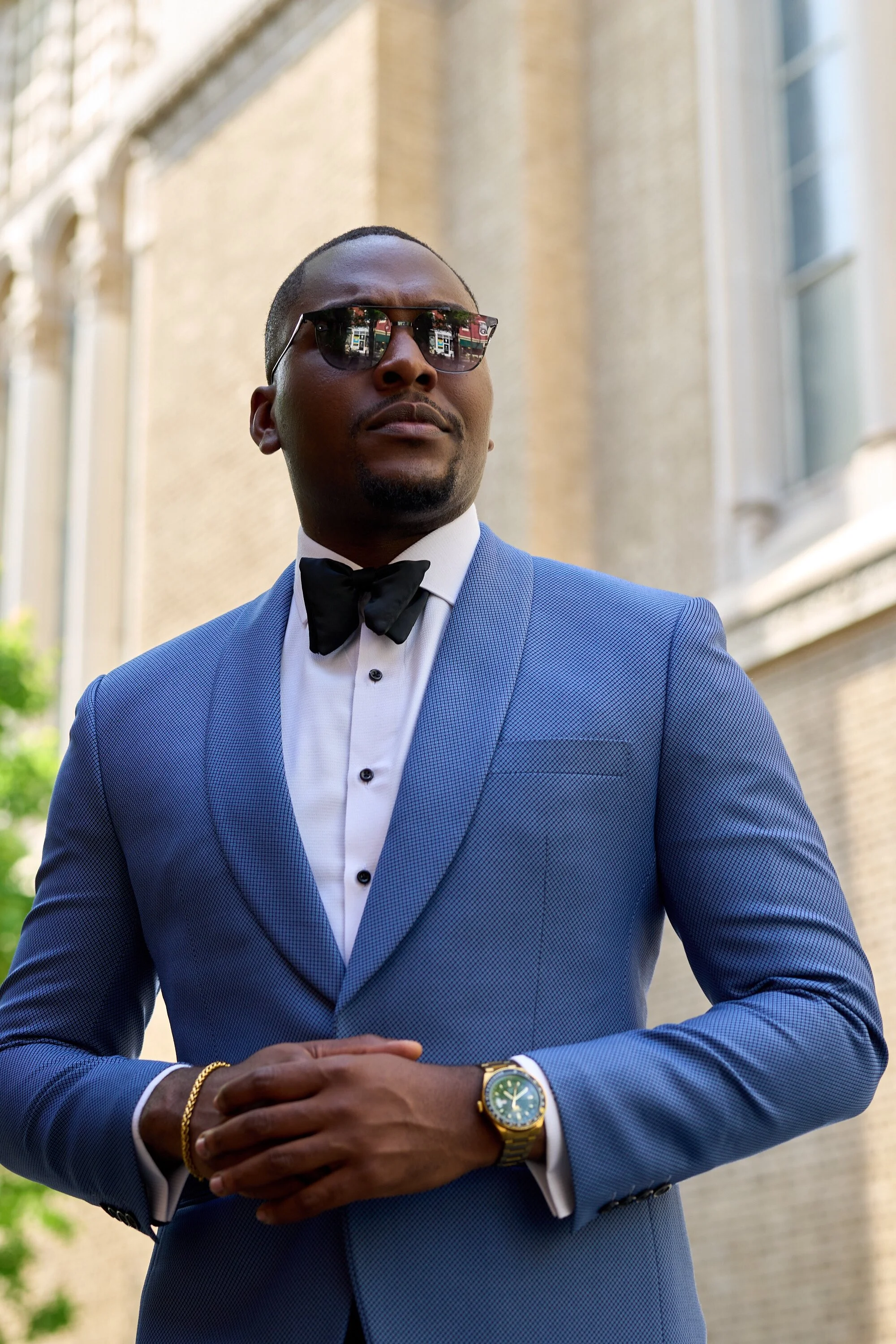 Textured Light Blue Tux Jacket