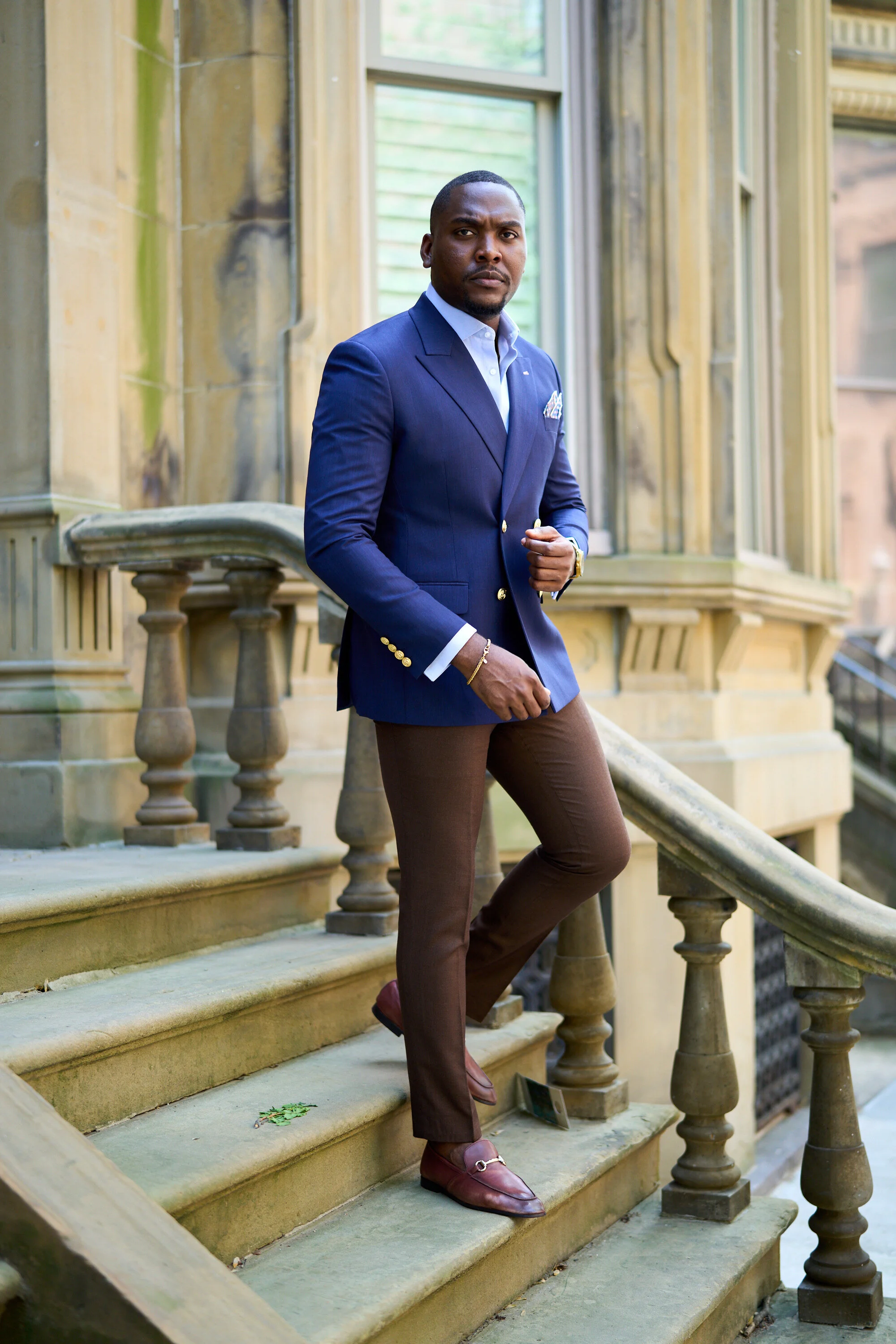 Premium Blue Blazer with Gold Buttons