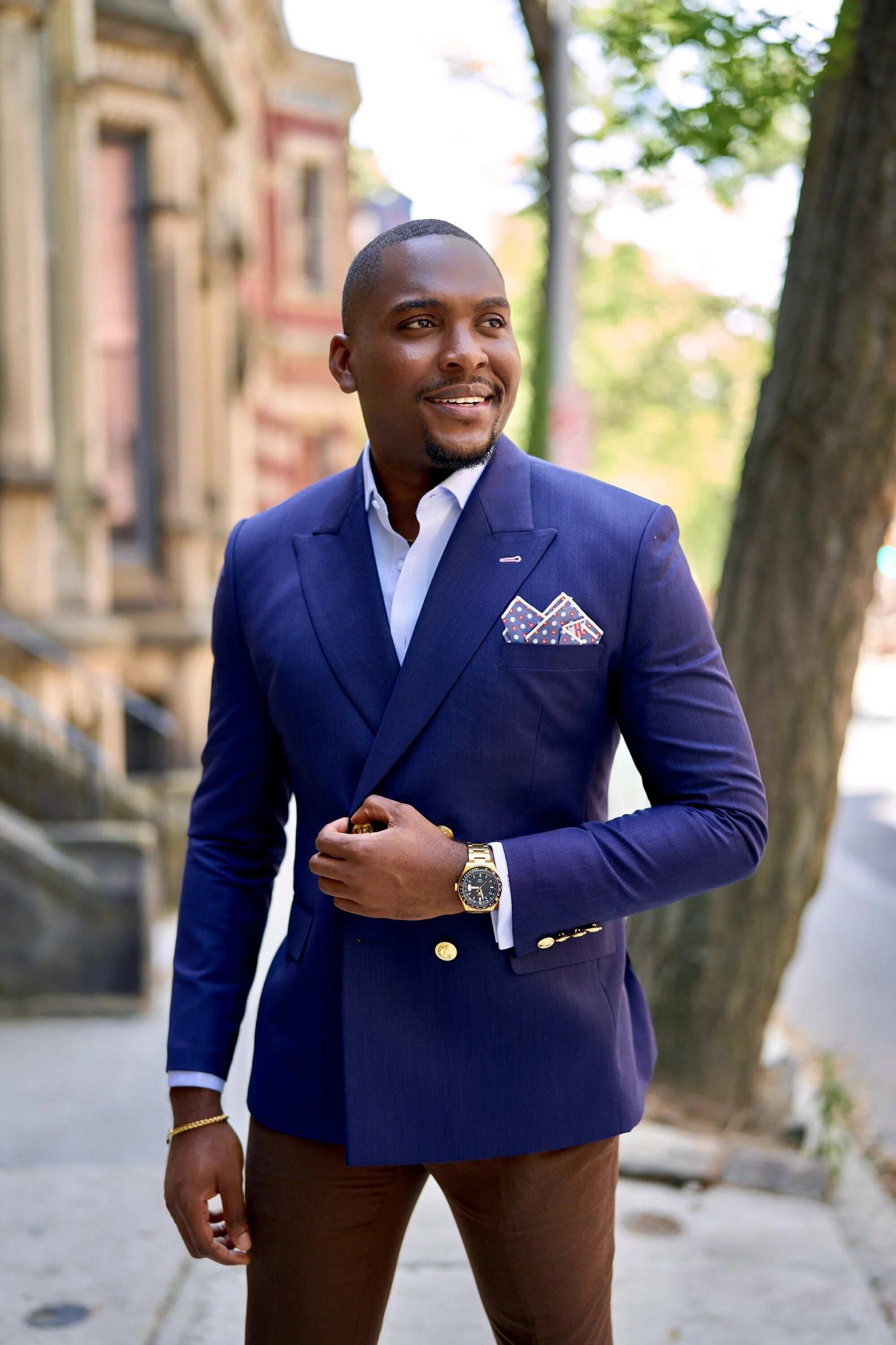 Blue Double Men's Navy Sport Coat With Gold Buttons Men's