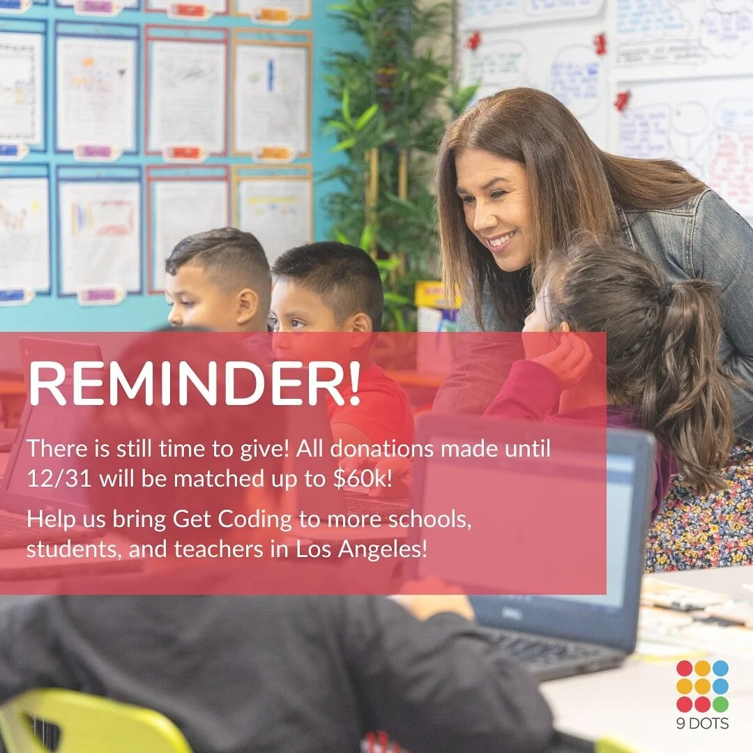 Friendly reminder: You still have 2 weeks left to contribute to our donor match! 💰

ALL donations will be matched $ for $ between now and 12/31. This is your chance to double your impact and help us increase the number of schools, students, and teac