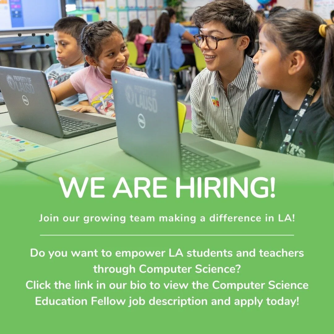 We're hiring! 9 Dots is looking for passionate, dedicated people to join our growing team and support our mission to bring Computer Science education to more kids in more Los Angeles communities.

Click the link in our bio to learn more about our Com