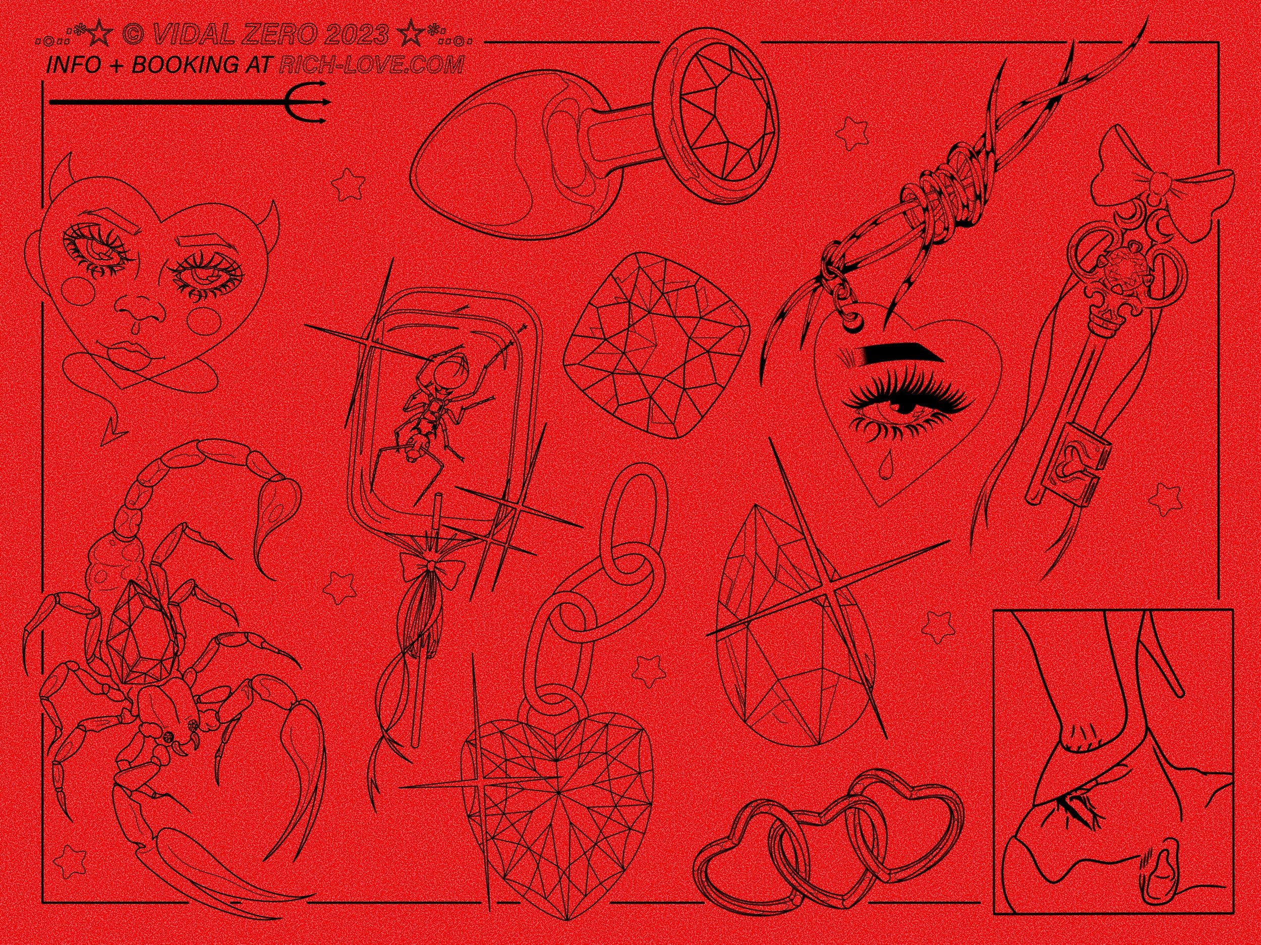 🦂 👁️ 💎 ✨ 👠 🍭 ❤️ 🔗