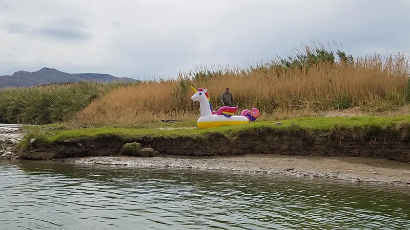 A fellow boater who brought an inflatable unicorn. What!? 