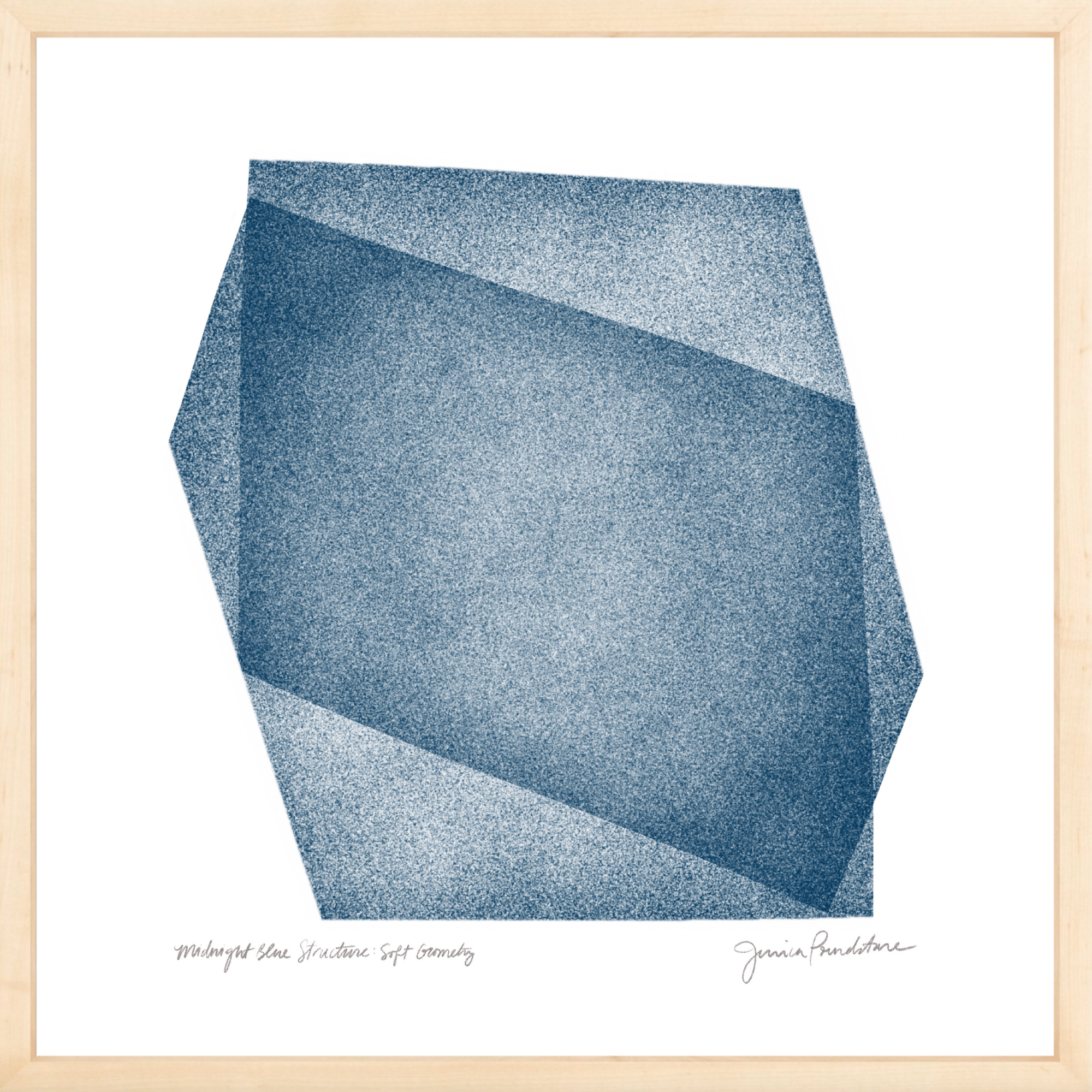 Midnight Blue Structure - Soft Geometry - Natural Wood Frame - Jessica Poundstone.png