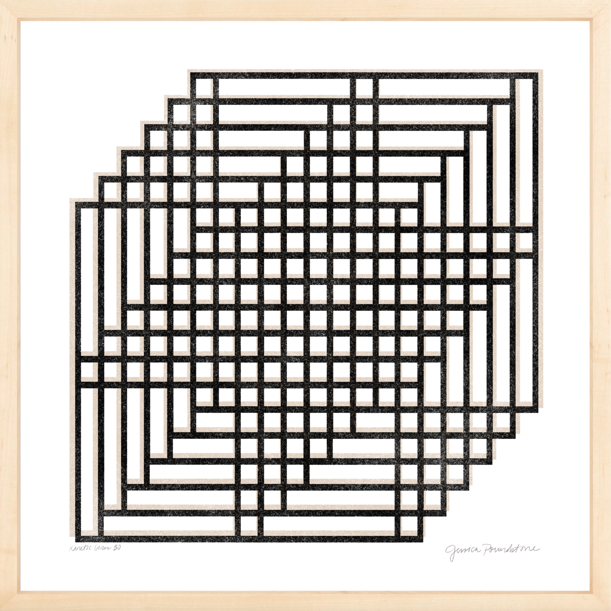 Kinetic Lines 30 - Natural Wood Frame - Jessica Poundstone.png