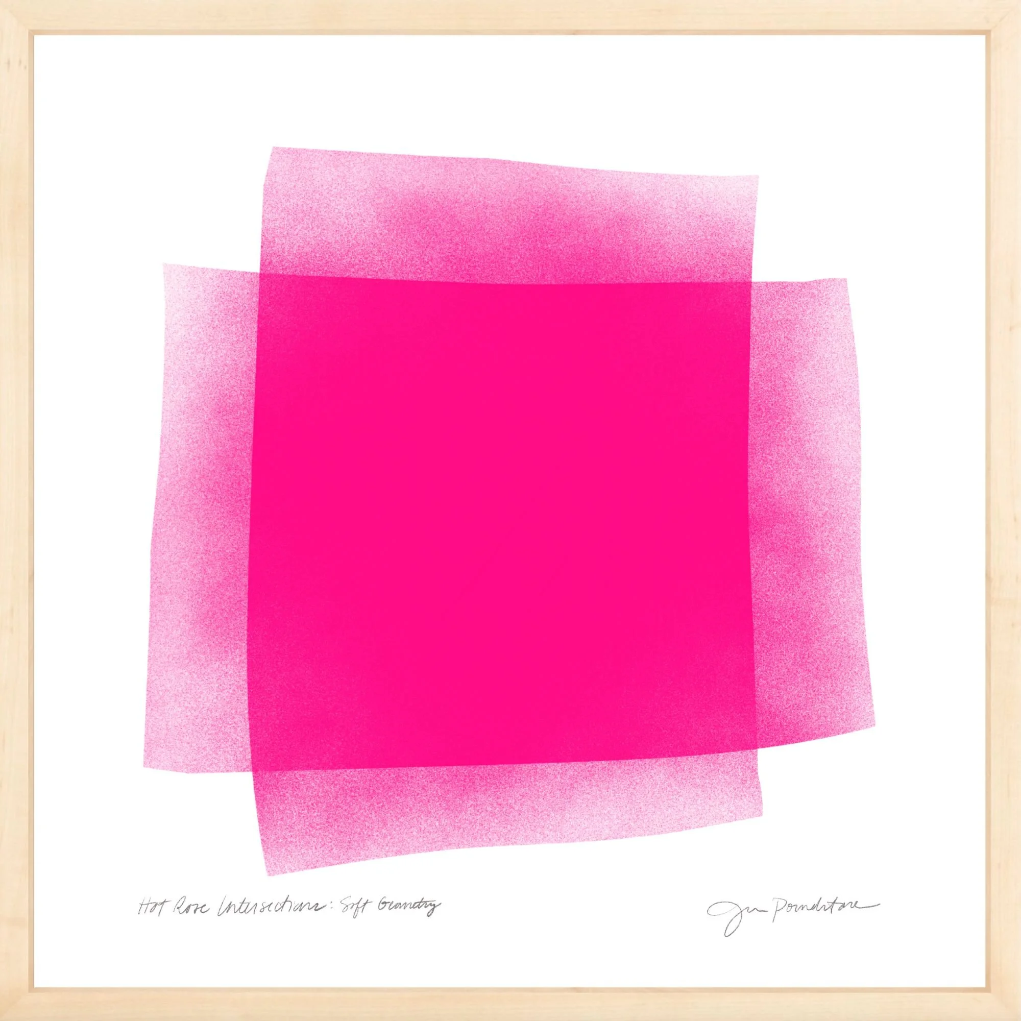 Soft Geometry - Hot Rose Intersections - Natural Wood Gallery Frame - Jessica Poundstone.jpg