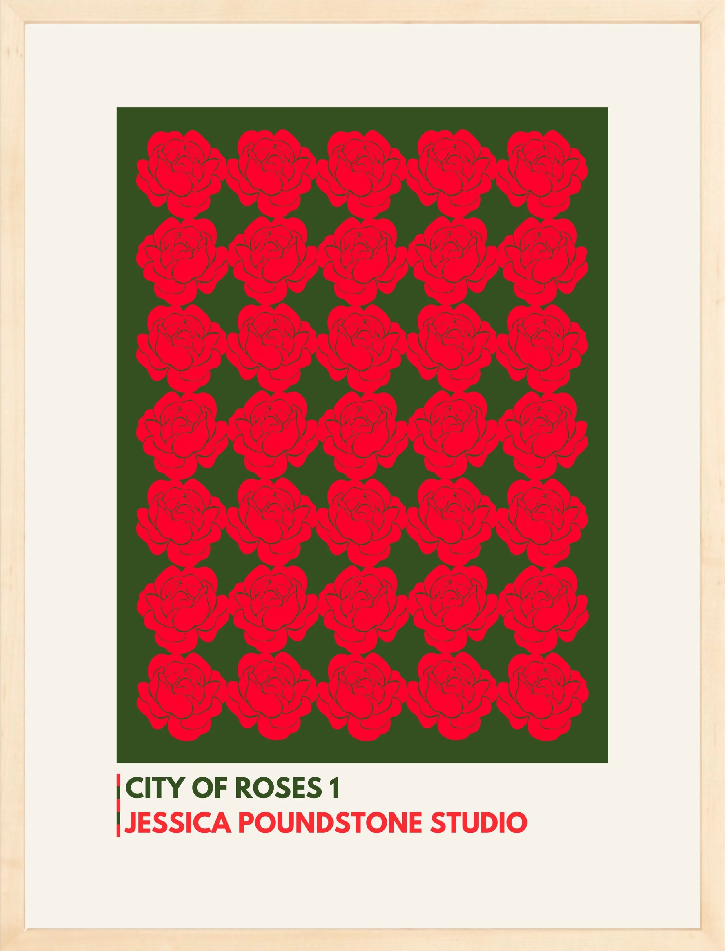 City Of Roses 1 - Poster - Natural Wood Frame - Jessica Poundstone Studio.jpg