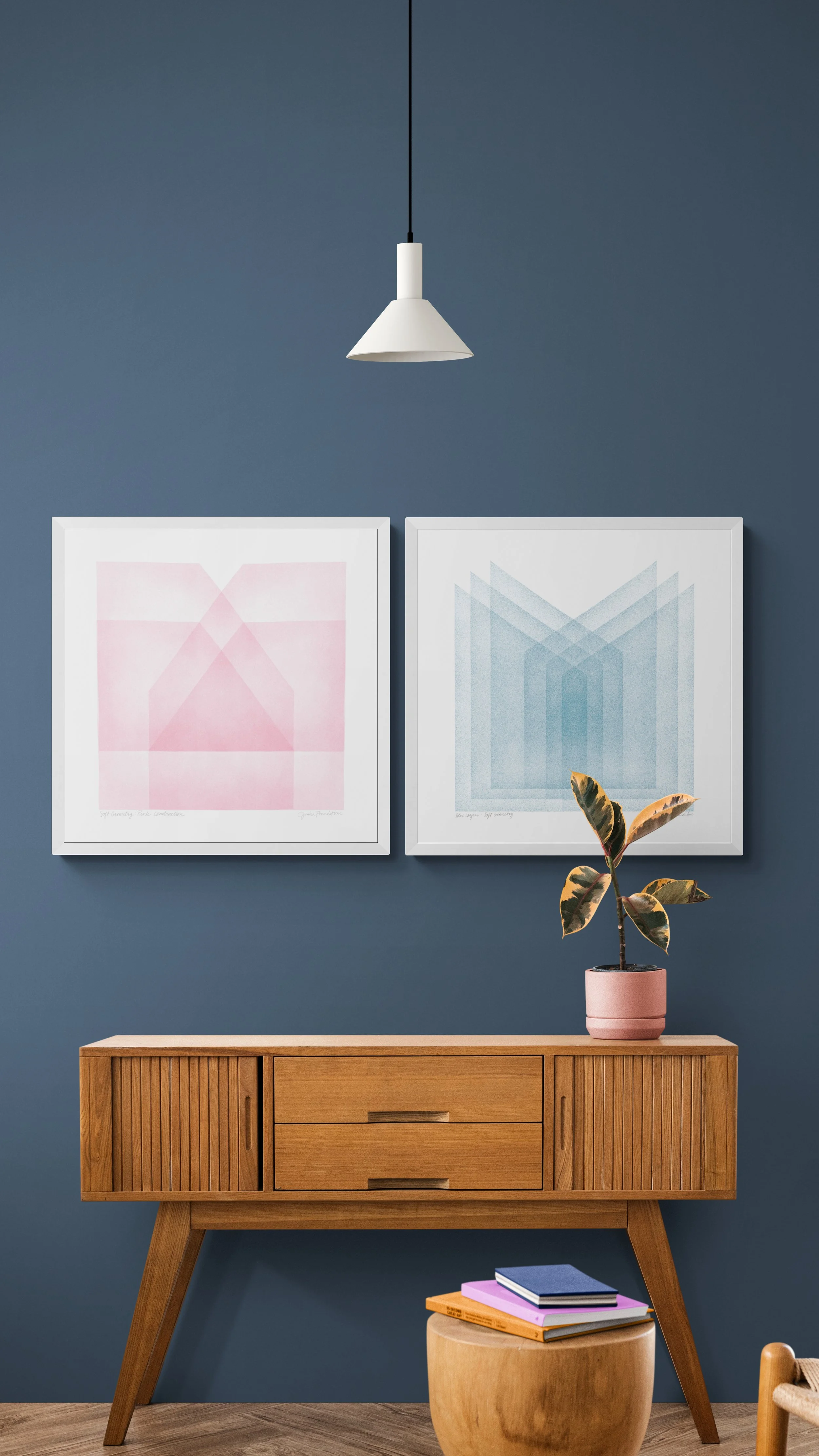 Soft Geometry Pink Construction & Blue Structure Dyptich.jpg