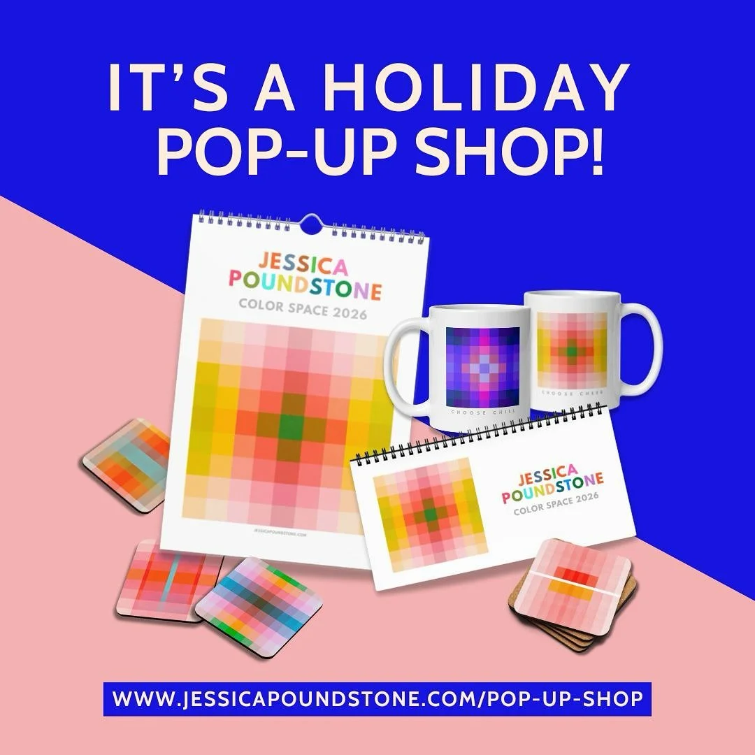 Need a little burst of calm/color/comfort in your space? Oh look, I made some calendars, coasters and mugs to help 😂 -  now available in my holiday pop-up shop! www.jessicapoundstone.com/pop-up-shop (link in bio too). Happy Friday everybody 💖