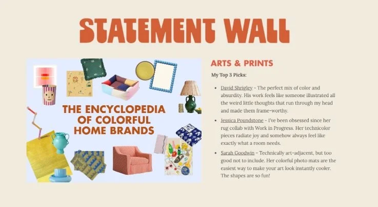 Jessica Poundstone Studio Featured in Daniela Araya's "Statement Wall"